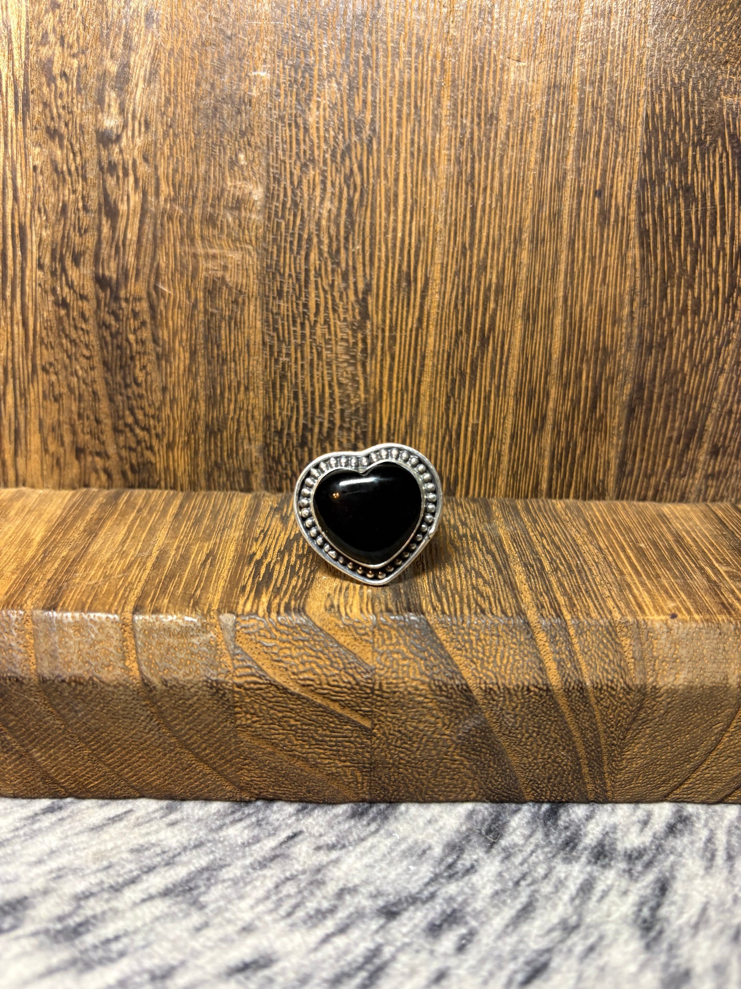 Black Onyx Heart Ring