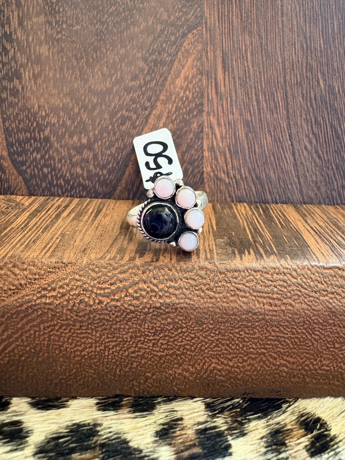 Black Onyx & Pink Opal Mini Half Cluster Ring