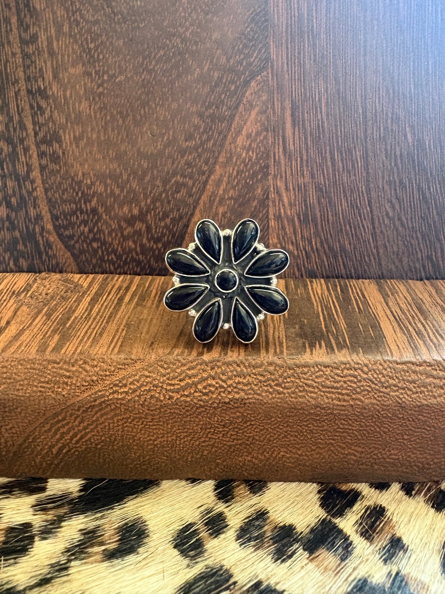 Black Onyx Cluster Ring