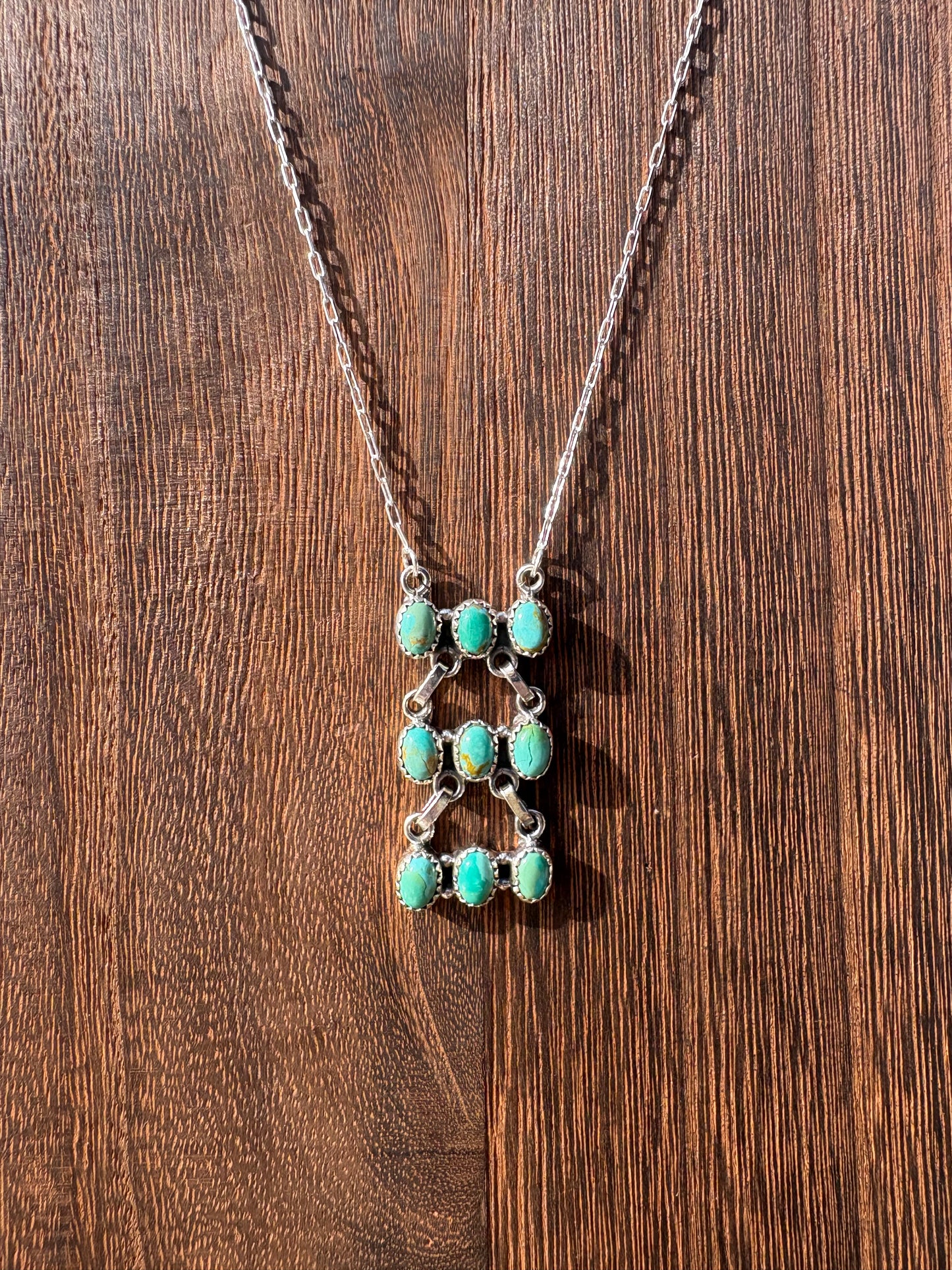 Kingman 9 Stone Triple Decker Bar Necklace