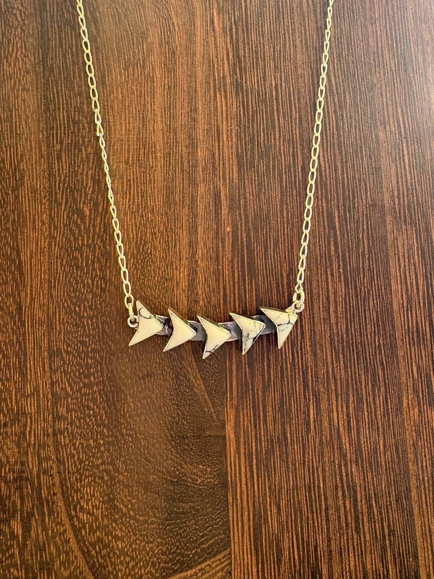 White Buffalo 5 Stone Arrow Necklace