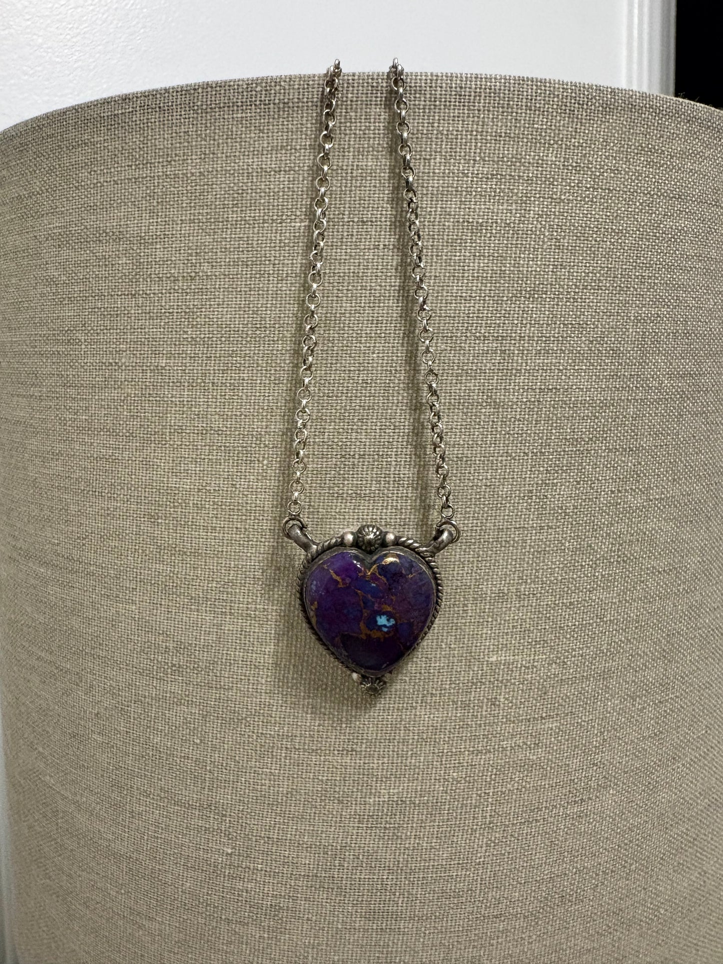 Purple Mojave Heart Bar Necklace