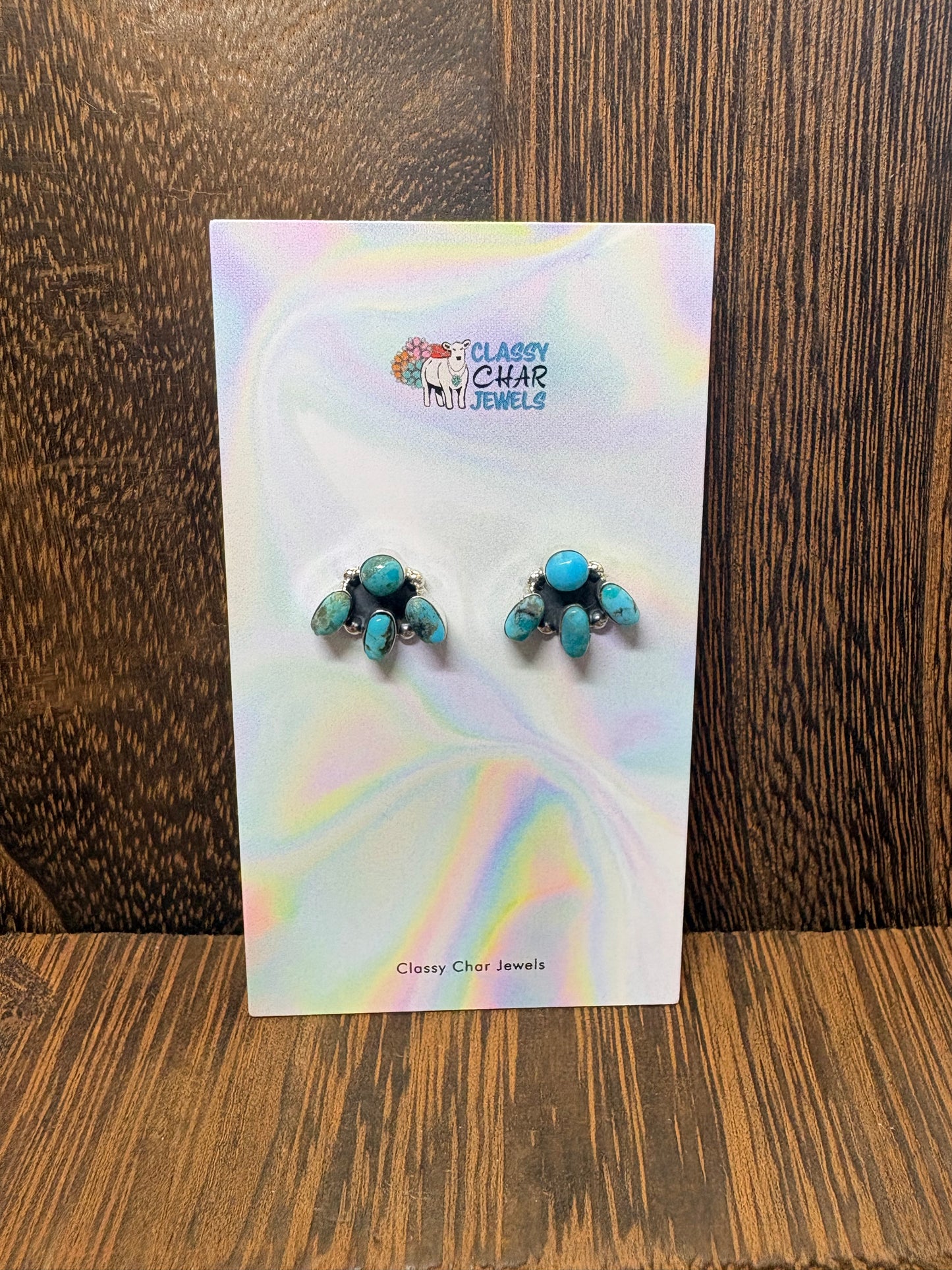 Kingman 4 Stone Mini Cluster Earrings