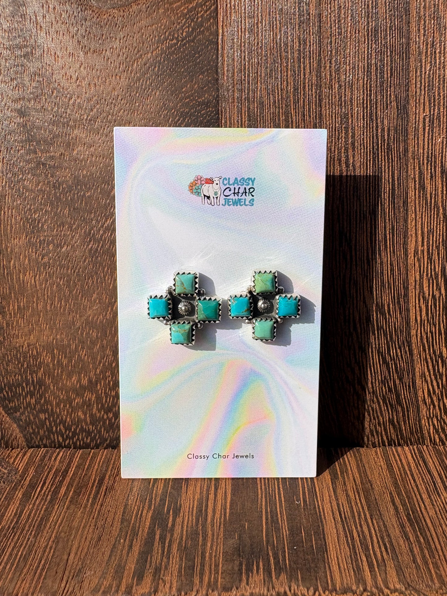Kingman 4 Stone Zia Studs