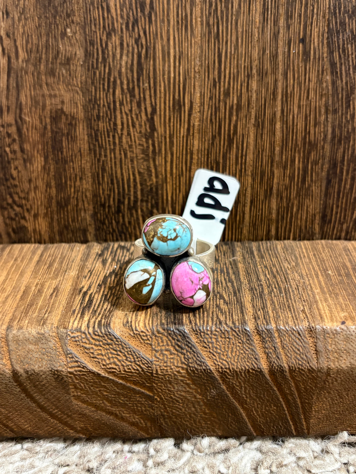 Cotton Candy 3 Stone Cluster Ring