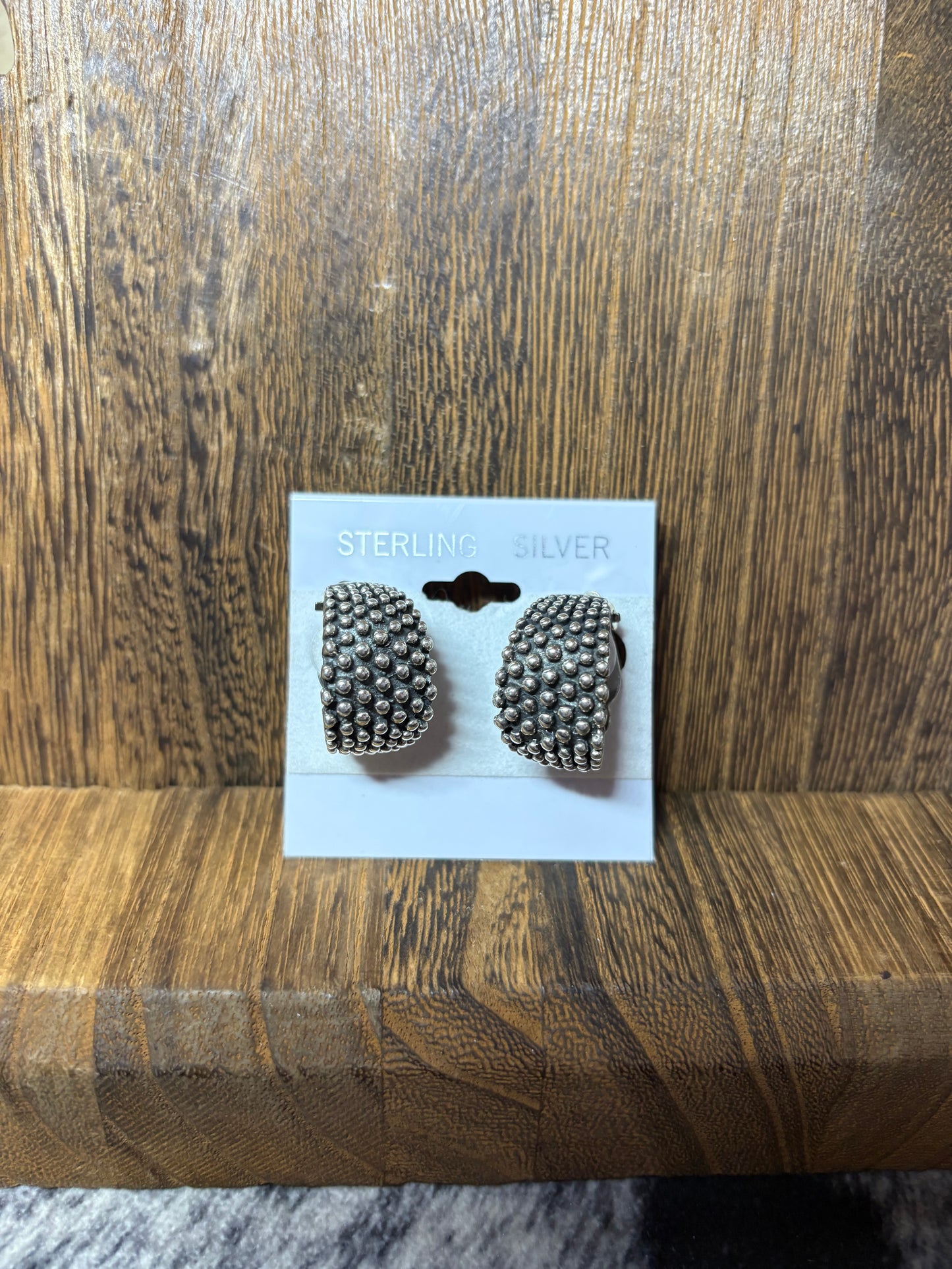 All Silver Pebble Hoop Clip Ons