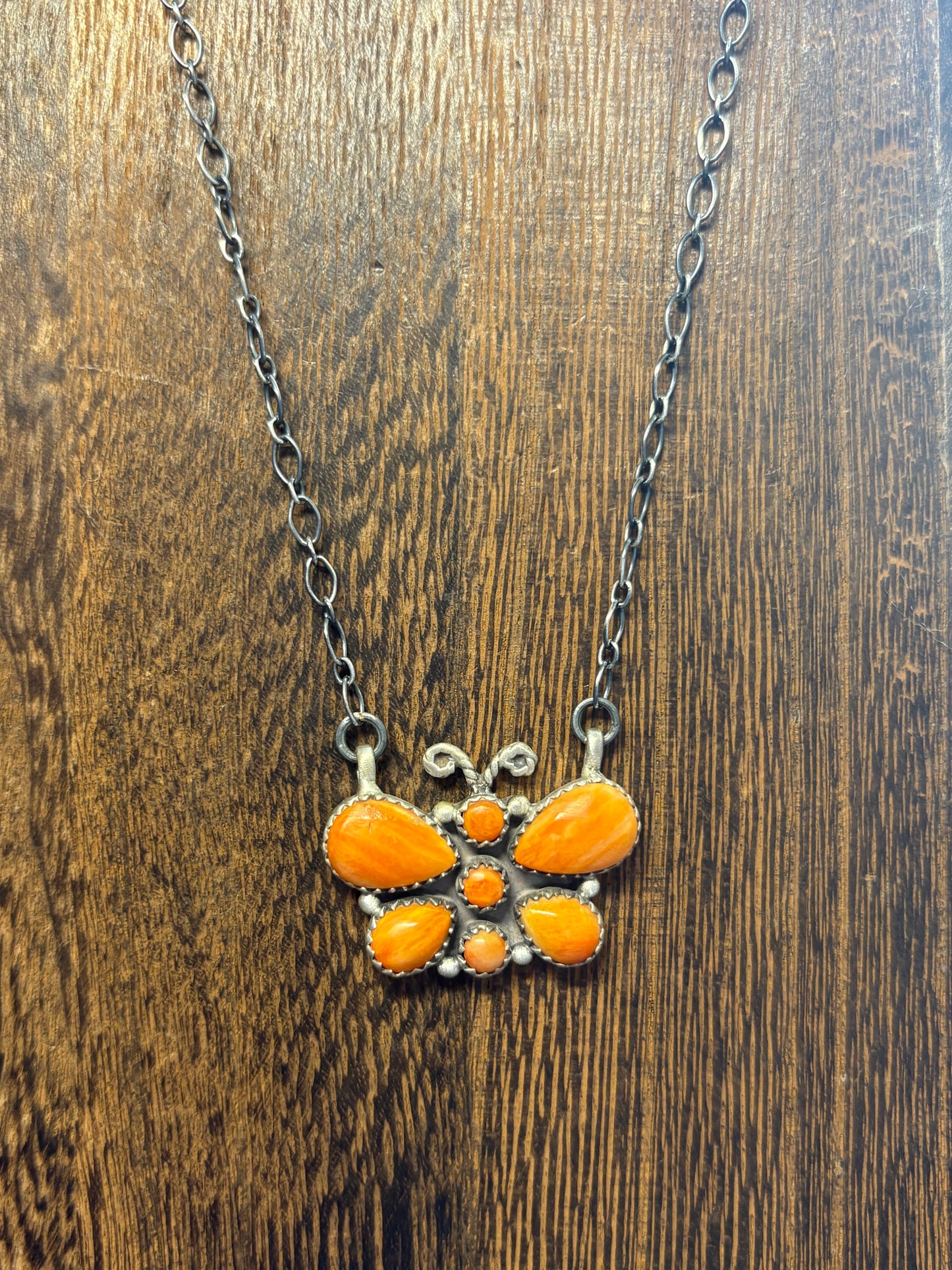 Orange Spiny Butterfly Necklace