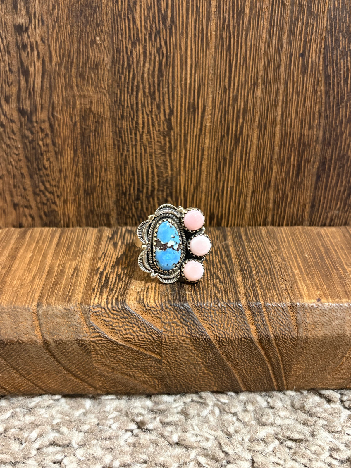 Golden Hills & Pink Conch Cluster Ring