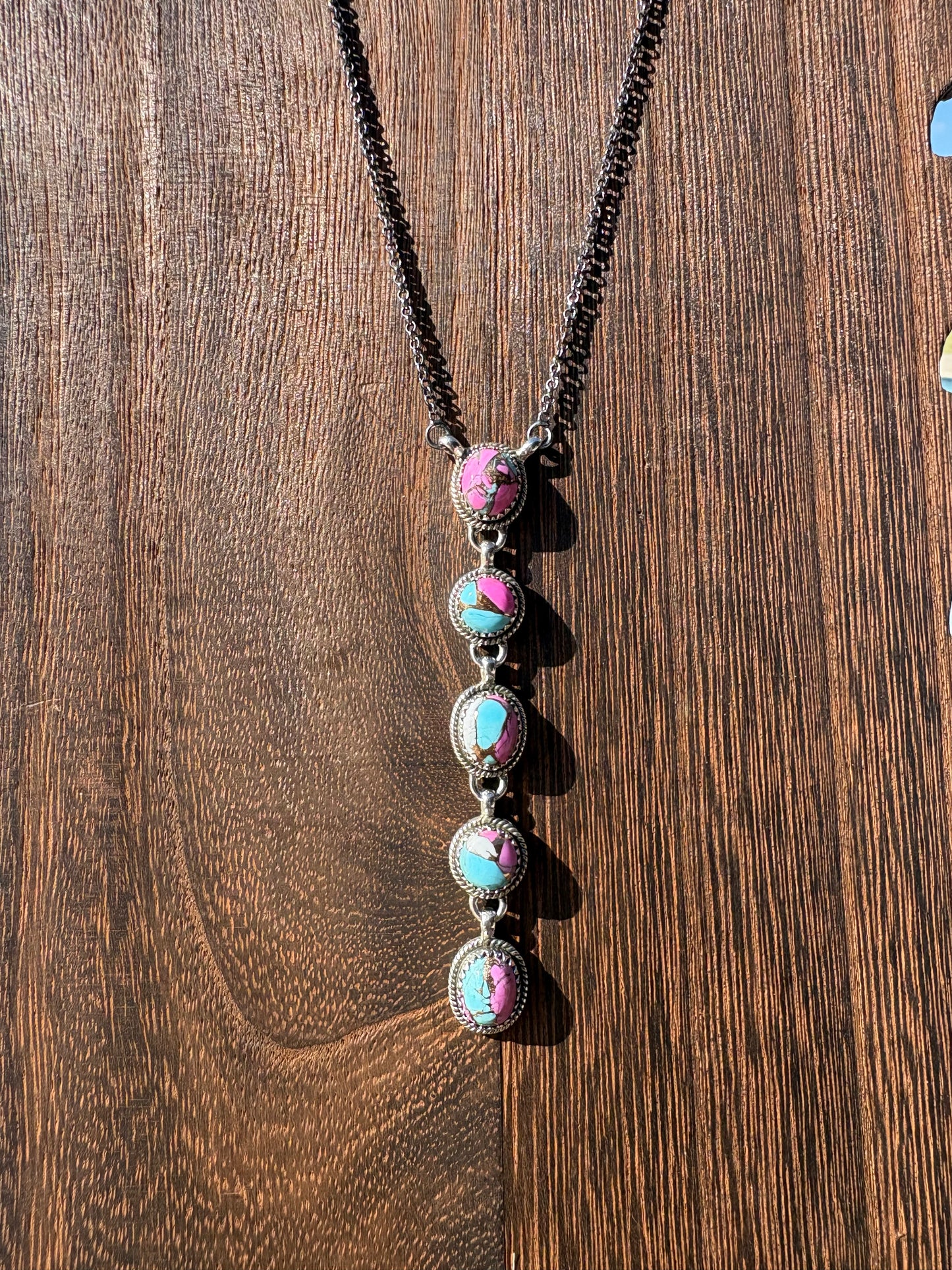 Cotton Candy 5 Stone Lariat