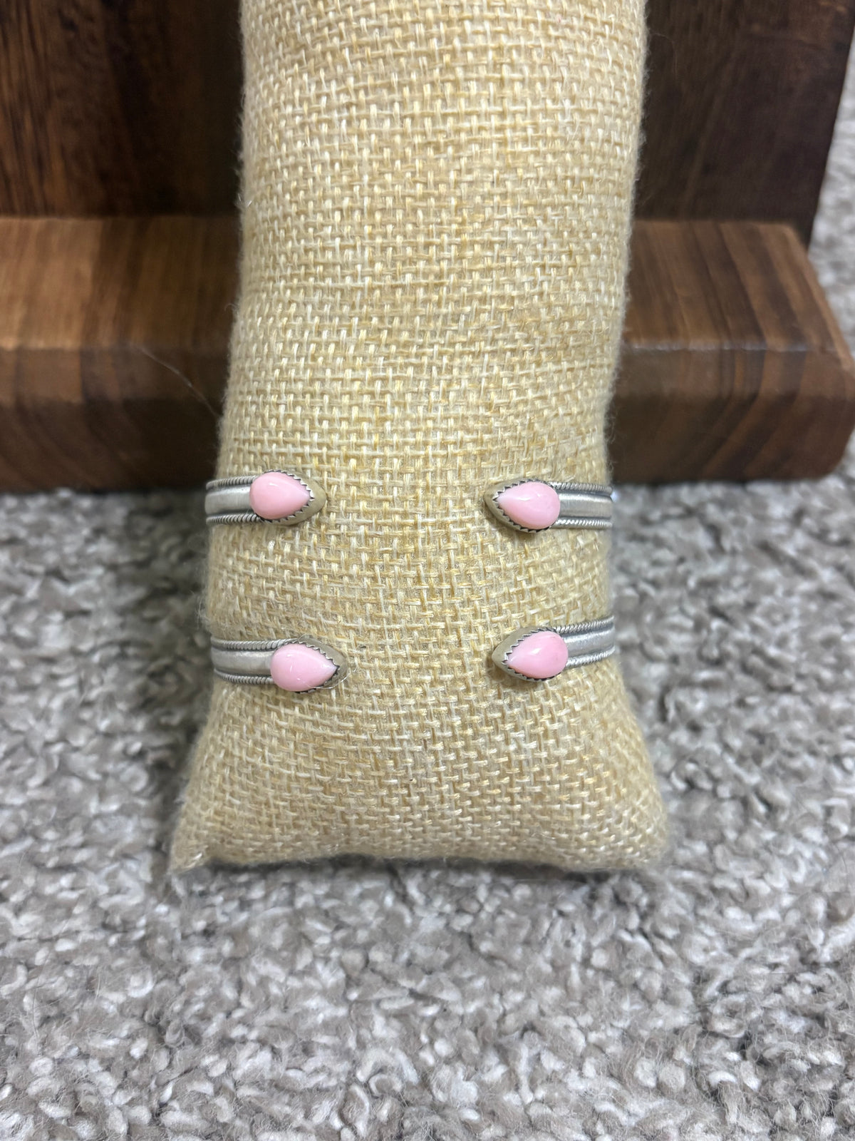 Pink Conch 2 Stone Floater Cuff