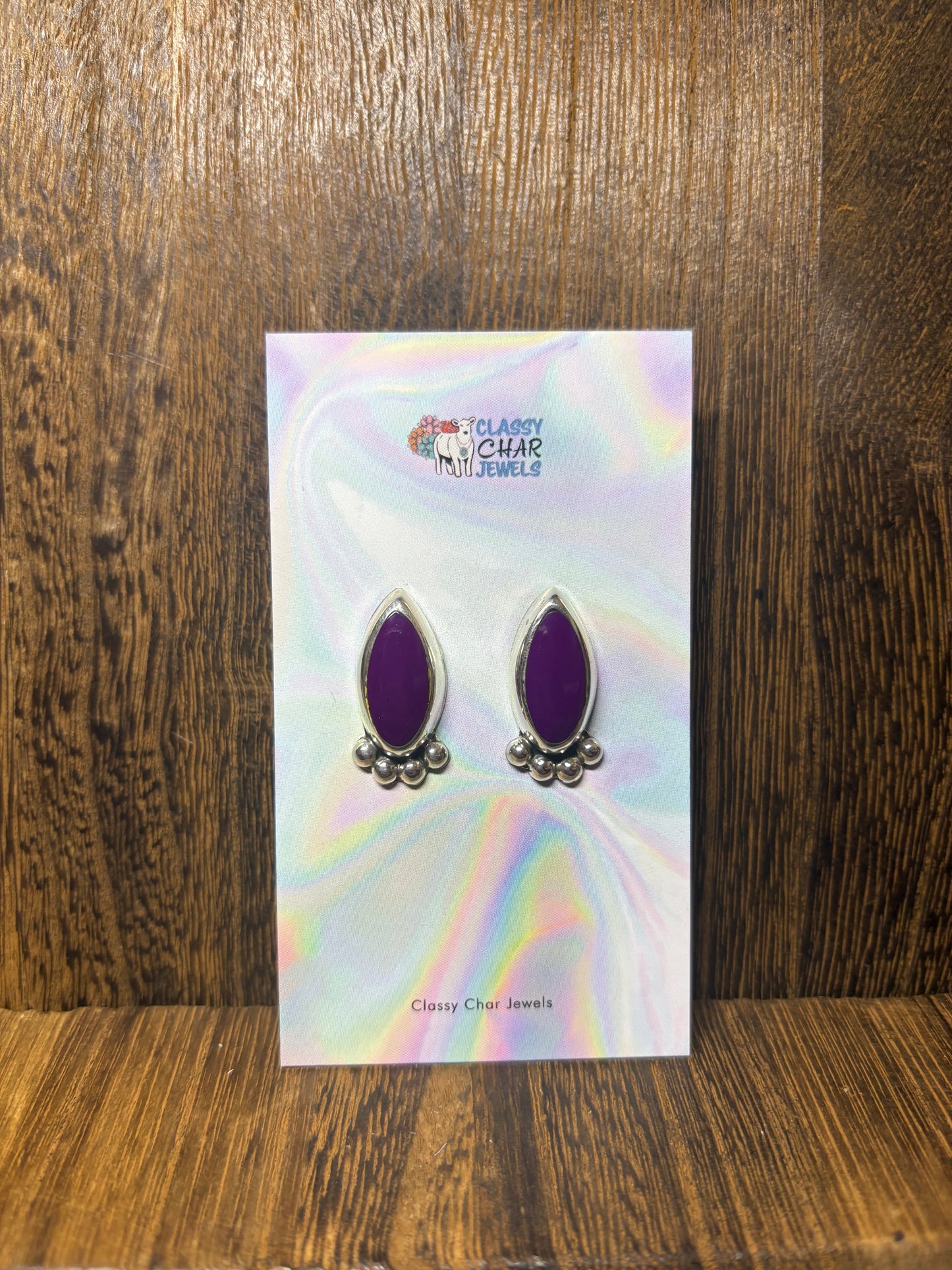 Purple Stone Diamond Detail Studs