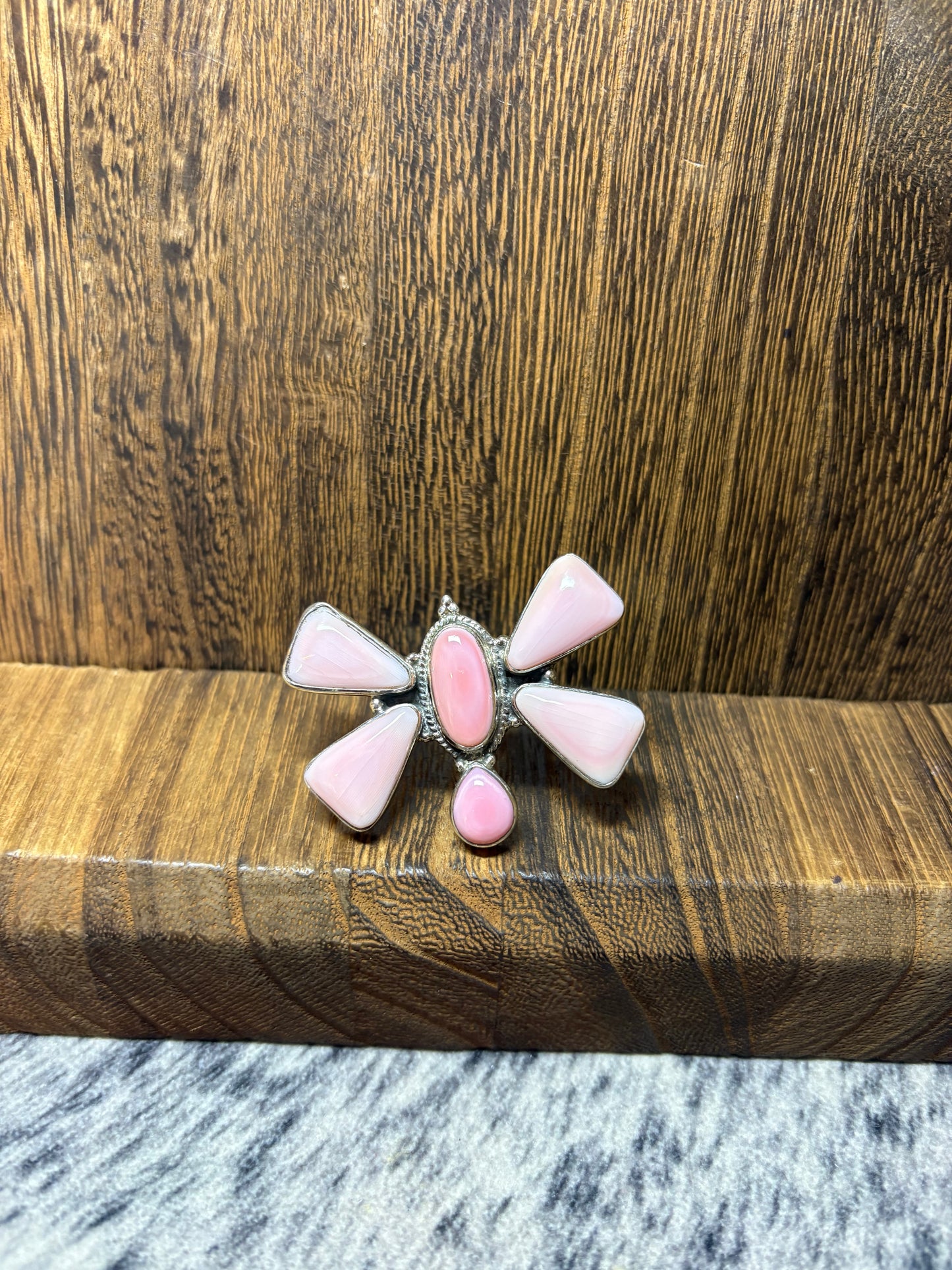 Pink Conch Statement Butterfly Ring