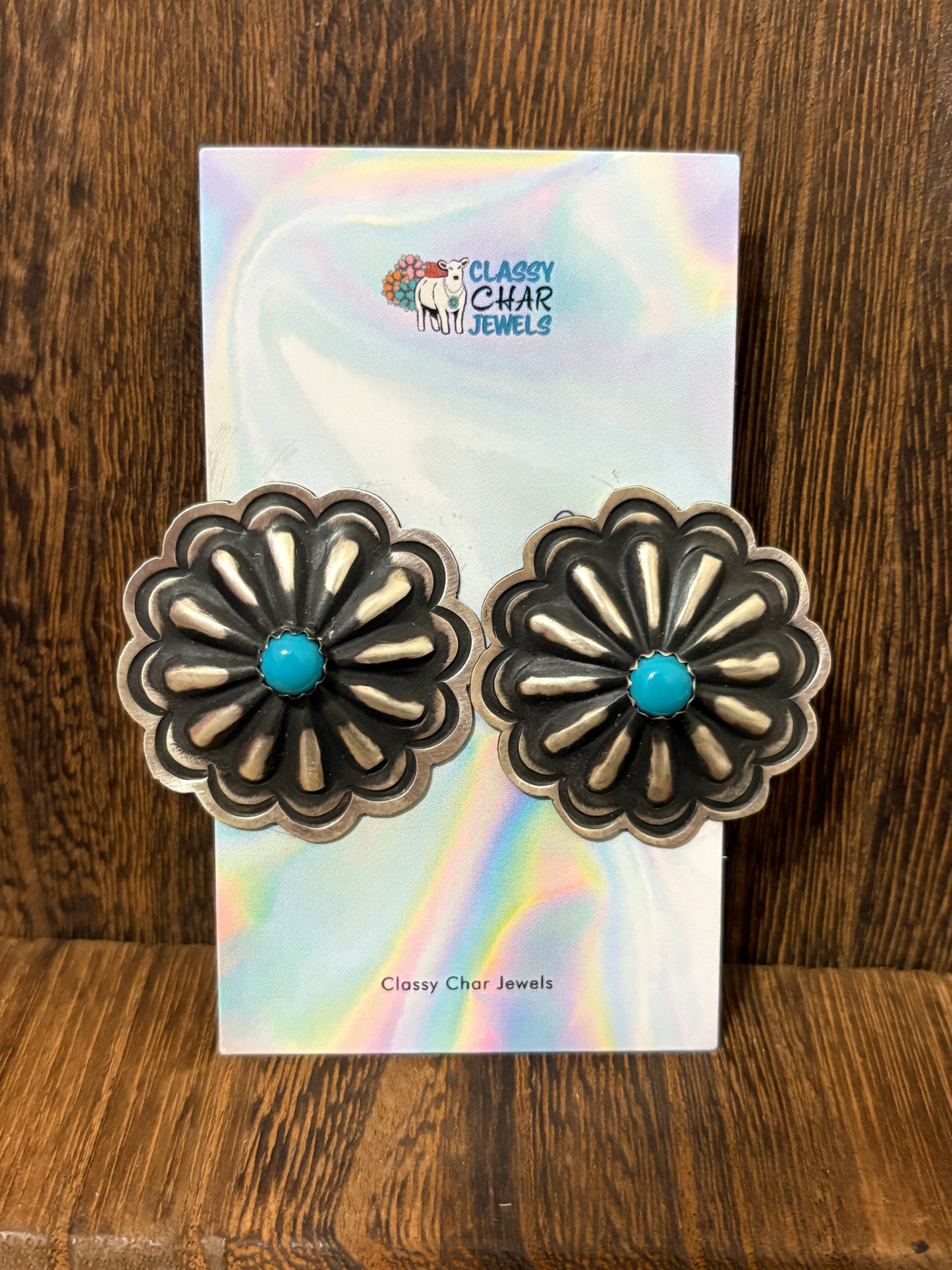 Navajo Handmade Statement Concho Earrings