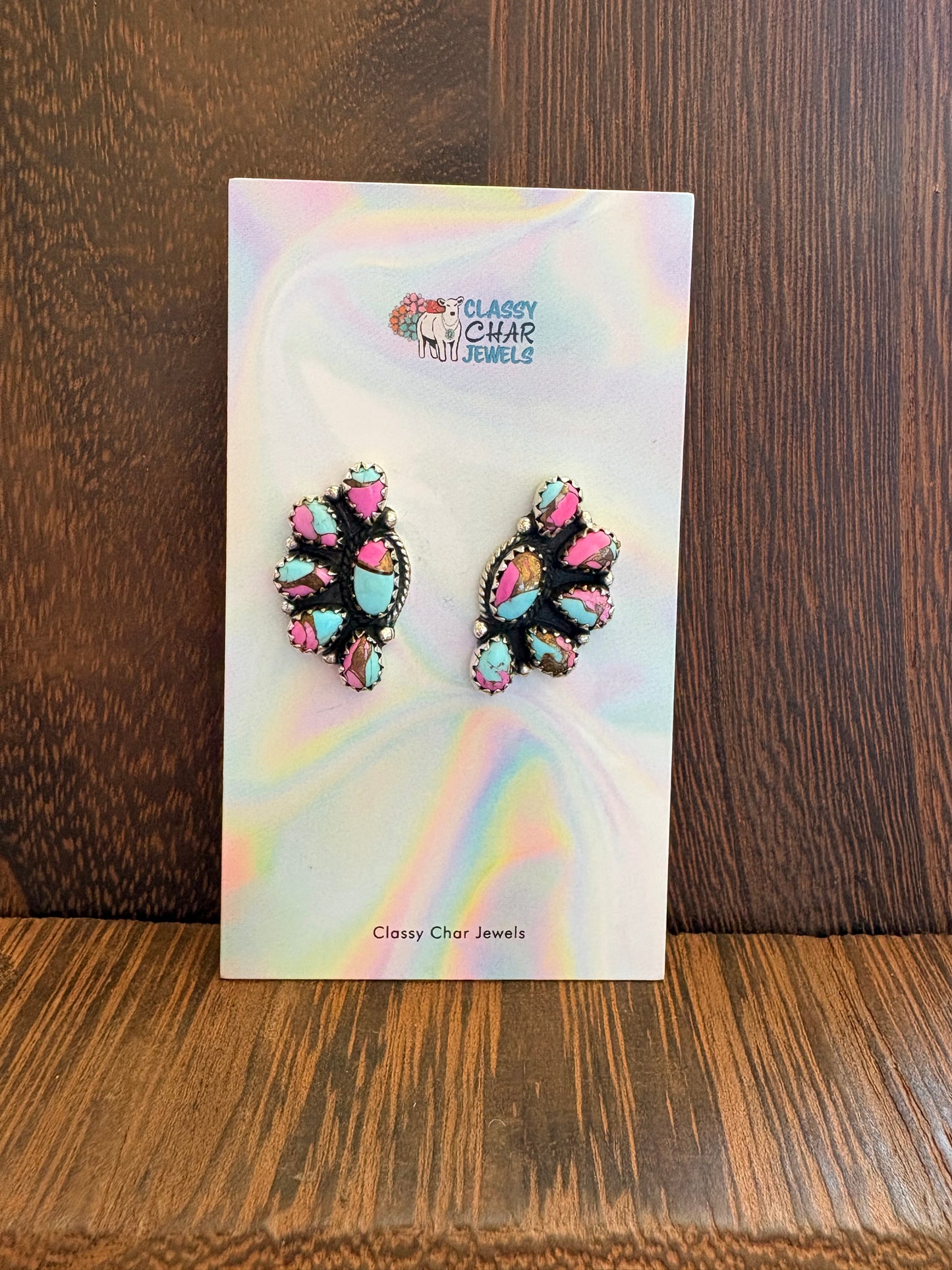 Medium Cotton Candy Half Cluster Studs