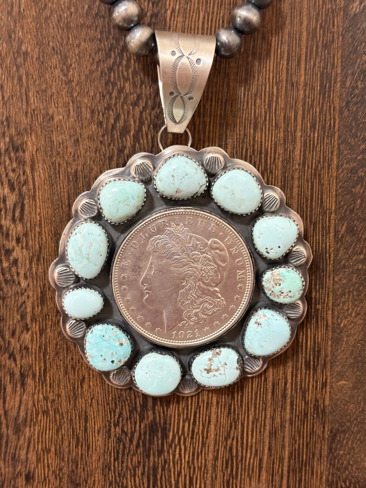 Navajo Handmade STATEMENT 1921 Coin Cluster Pendant