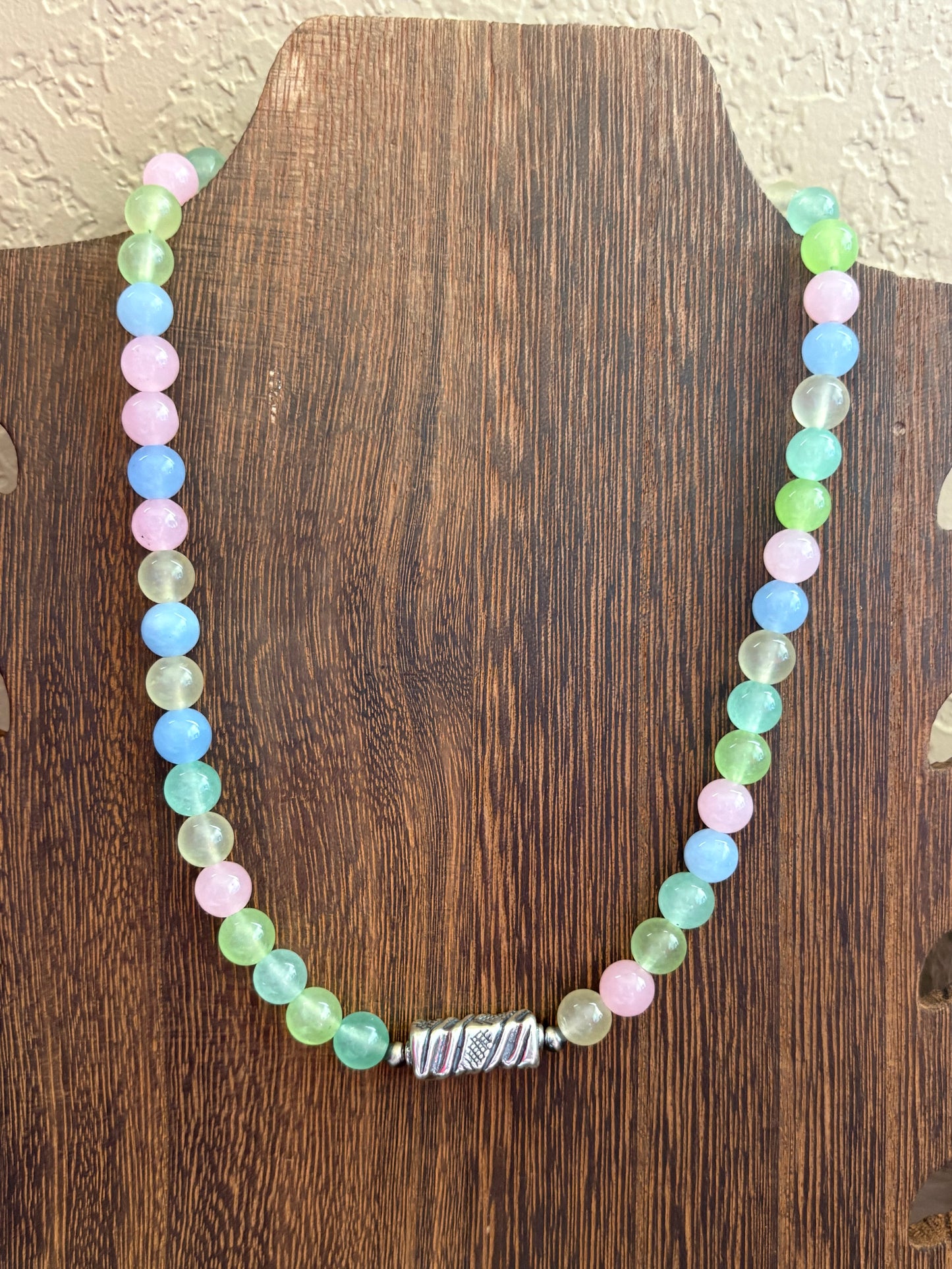 16” Mix Color Jade Barrel Bead Necklace #2
