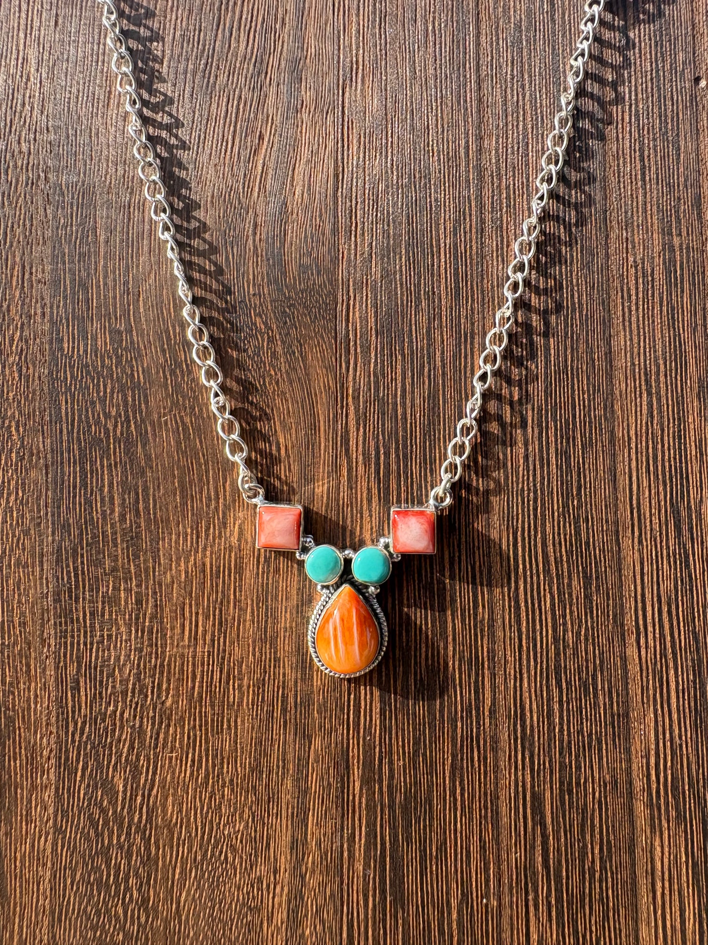 Mixed Spiny & Kingman 5 Stone Necklace