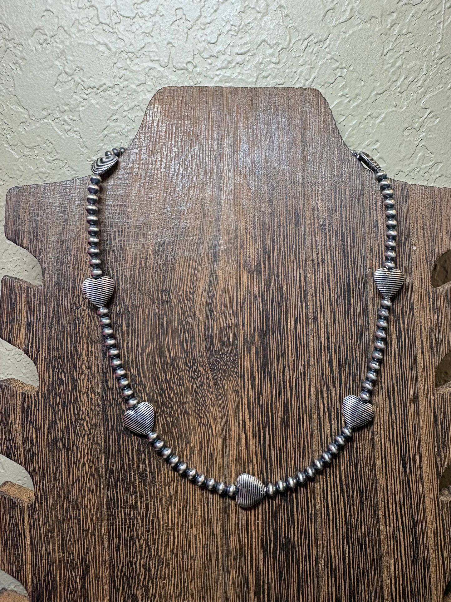 16” Sterling Heart & 4mm Sterling Pearl Necklace