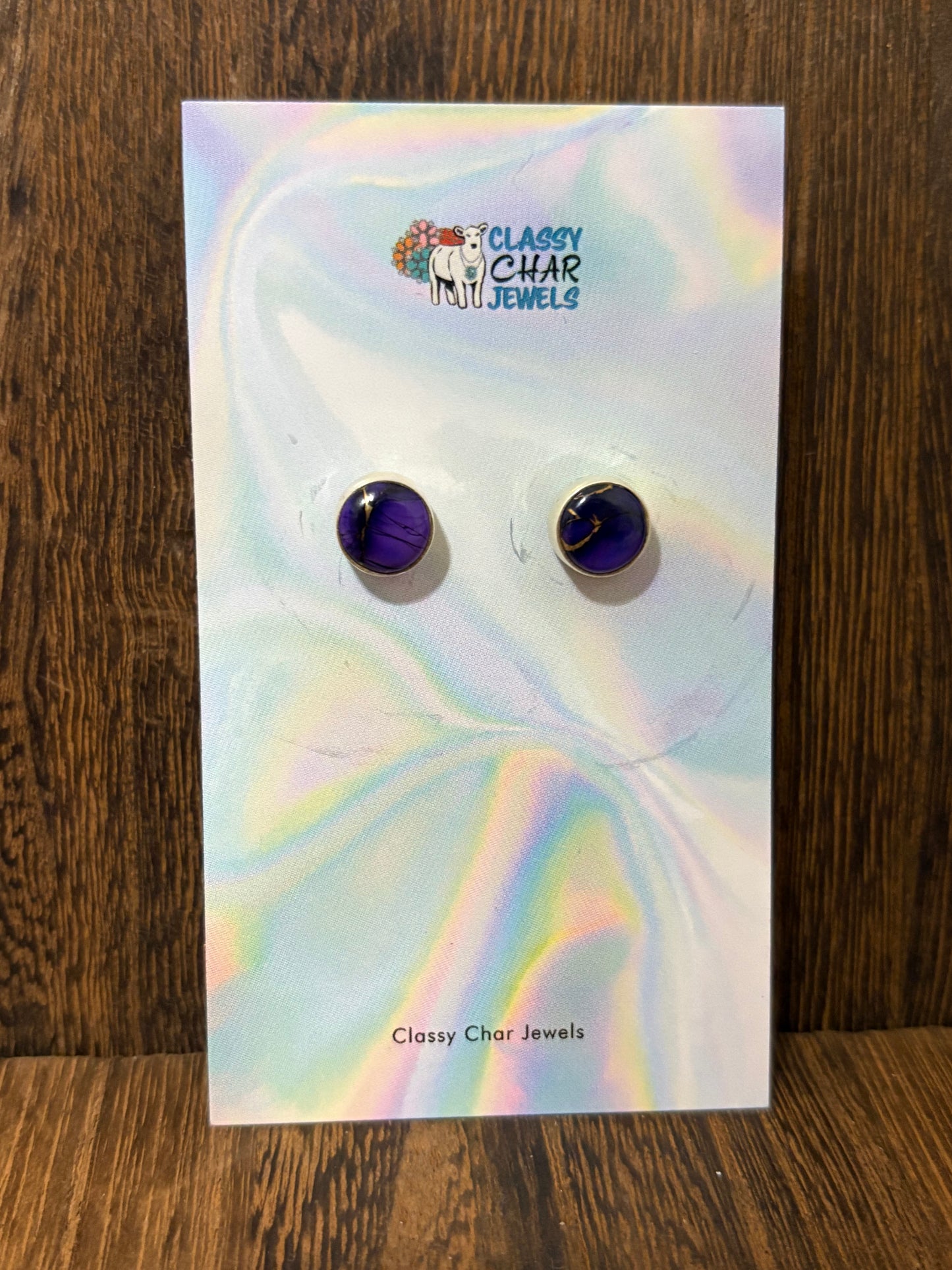 Purple Dahlia Stud Earrings