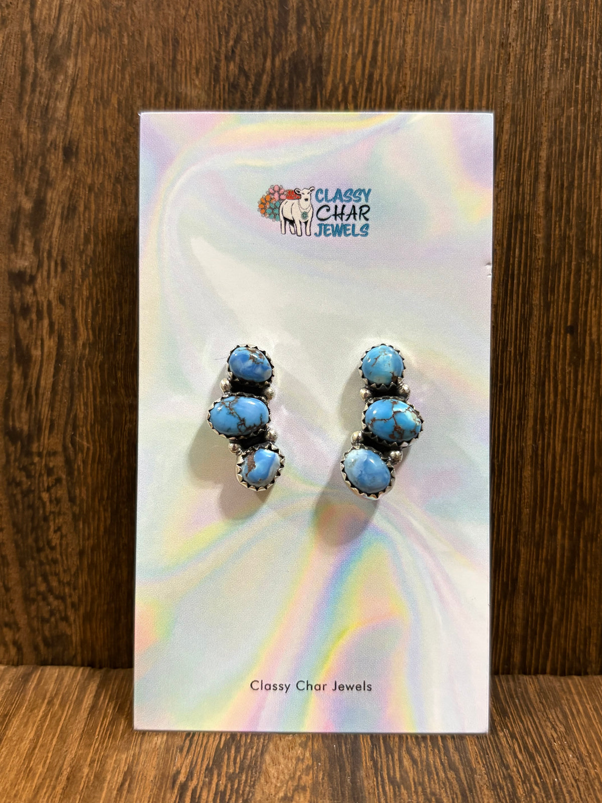 Golden Hills 3 Stone Cluster Studs