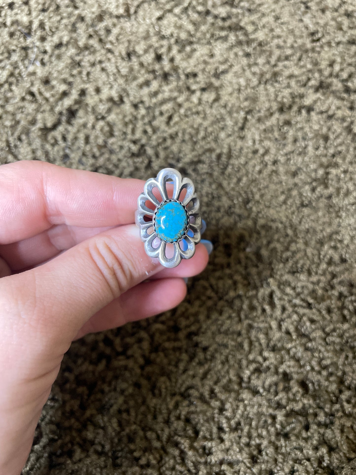 Navajo Handmade Turquoise Shield Ring