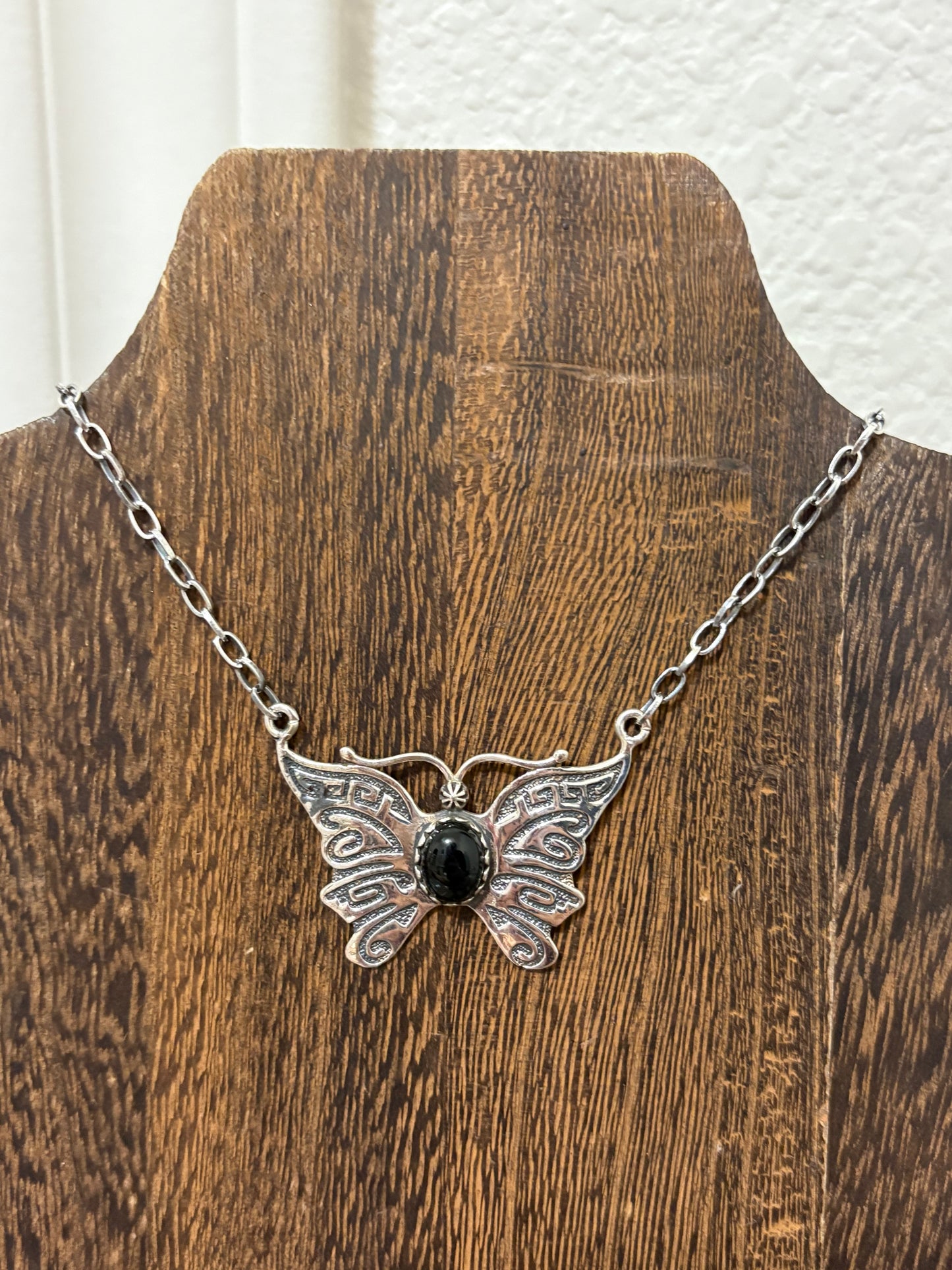 Black Onyx Butterfly Necklace
