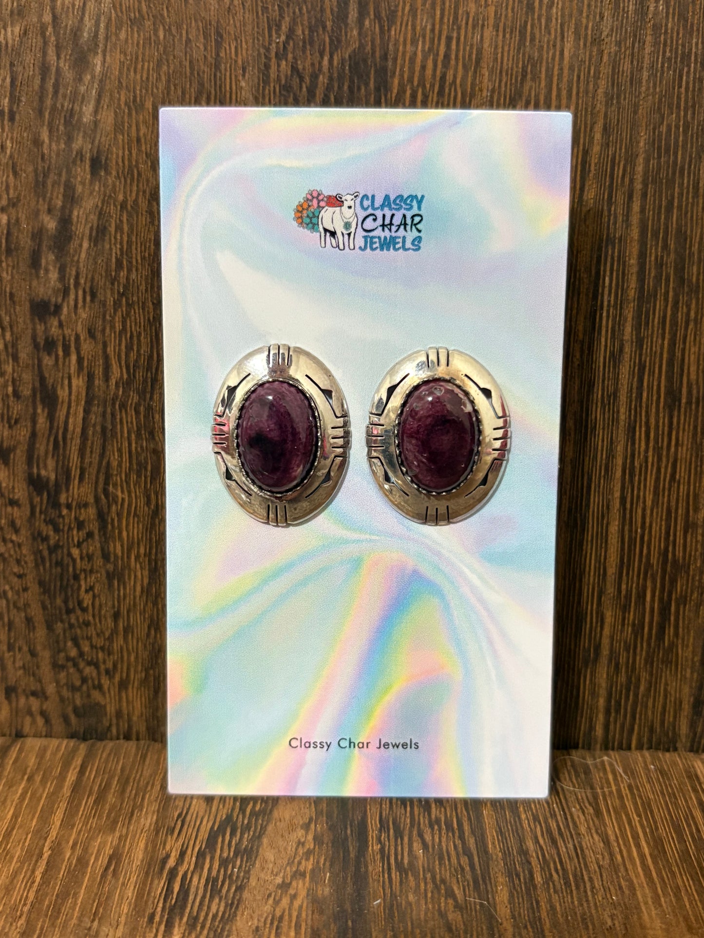 Navajo Handmade Purple Spiny Earrings