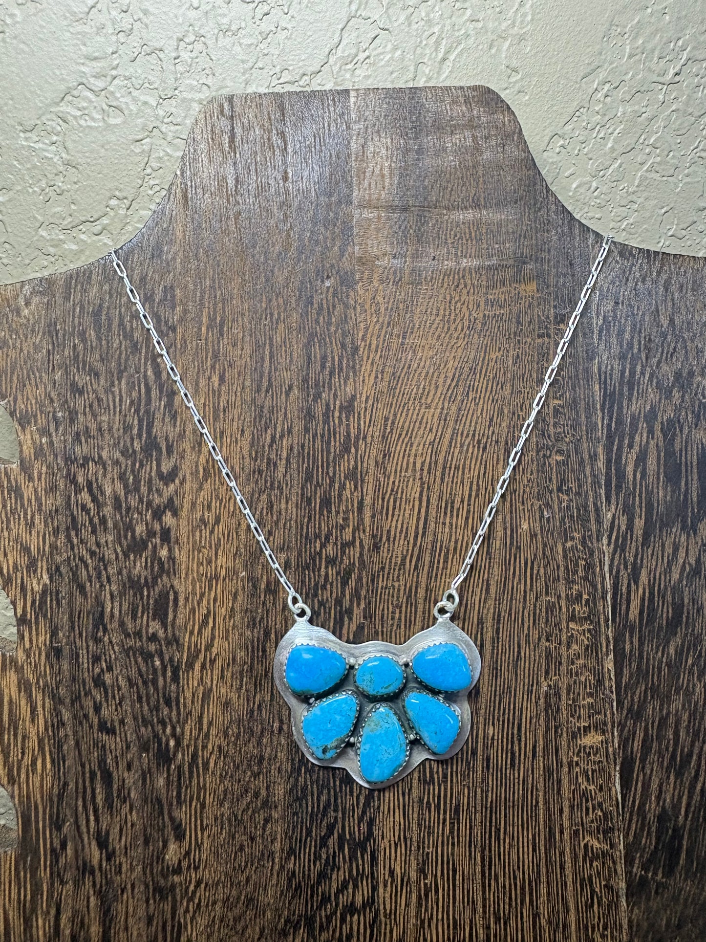 Statement Morenci Turquoise Half Cluster Necklace