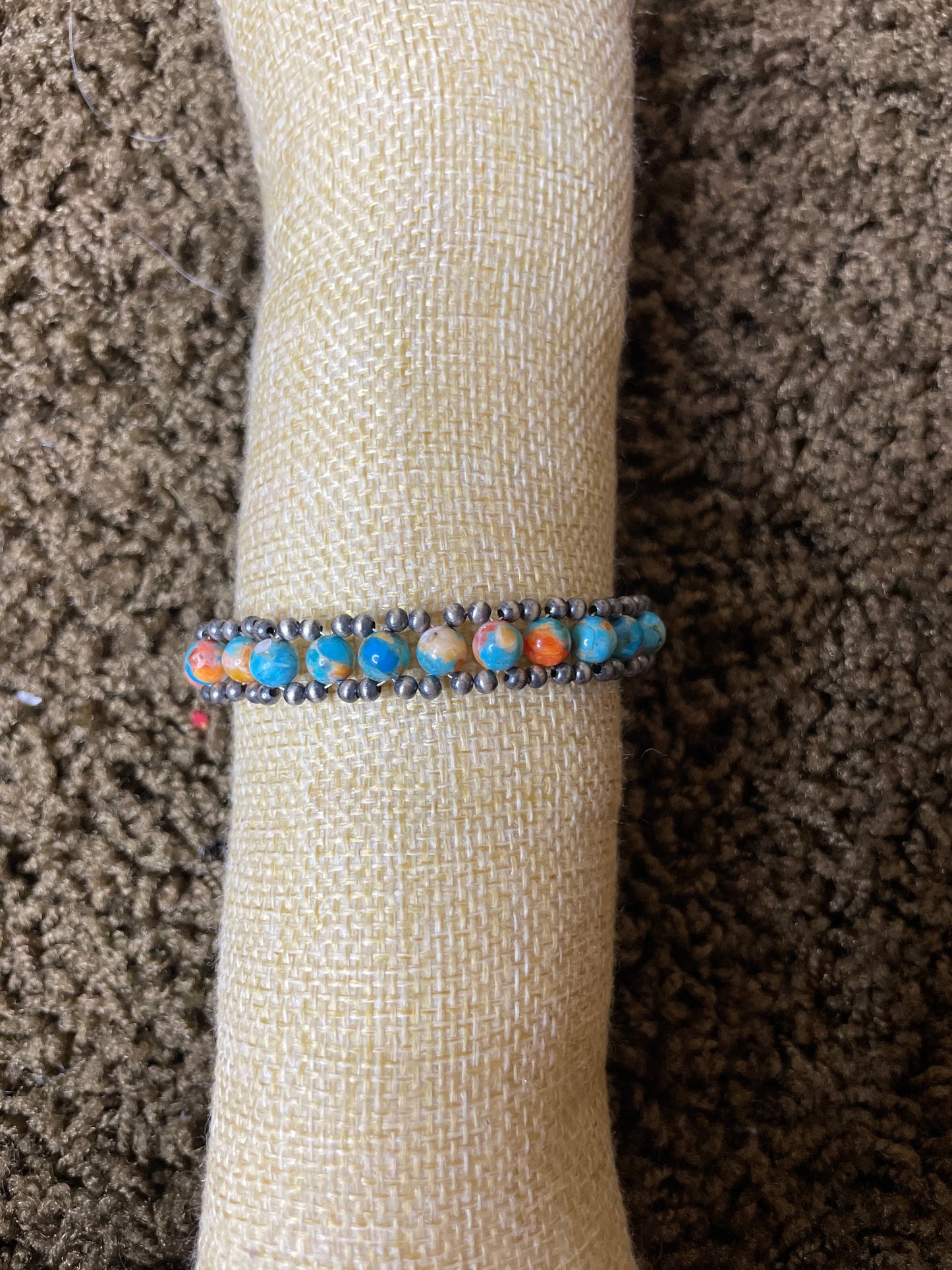 7” Kingman Spiny and Pearl Bracelet