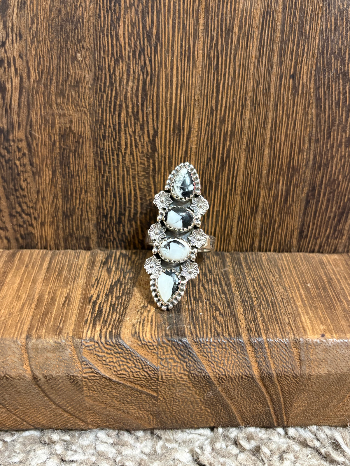 White Buffalo 4 Stone Ring