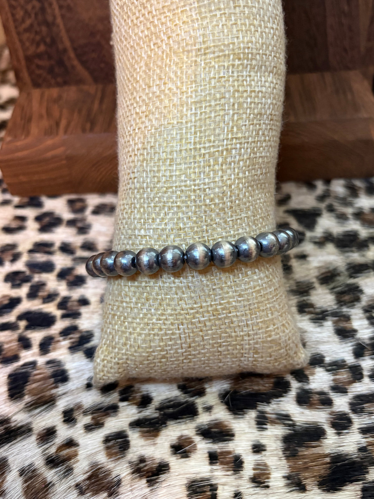 8mm Sterling Silver Pearl Stretch Bracelet
