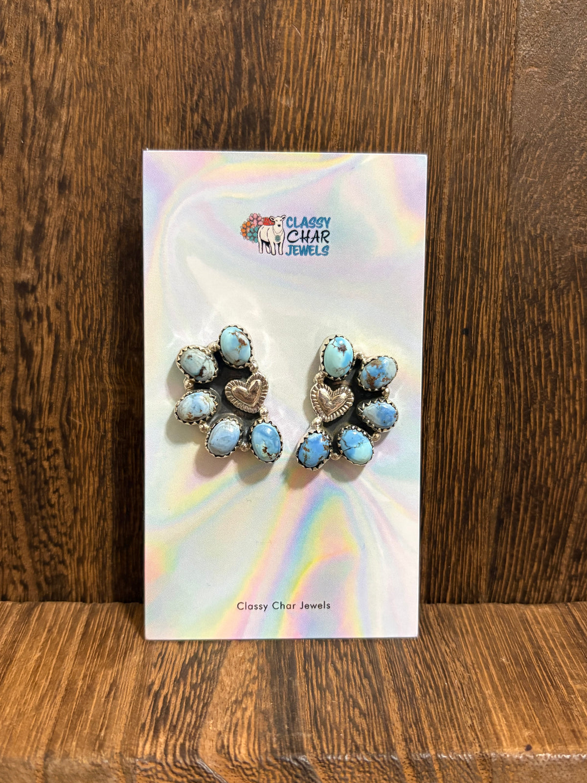 Golden Hills Silver Heart Half Cluster Earrings