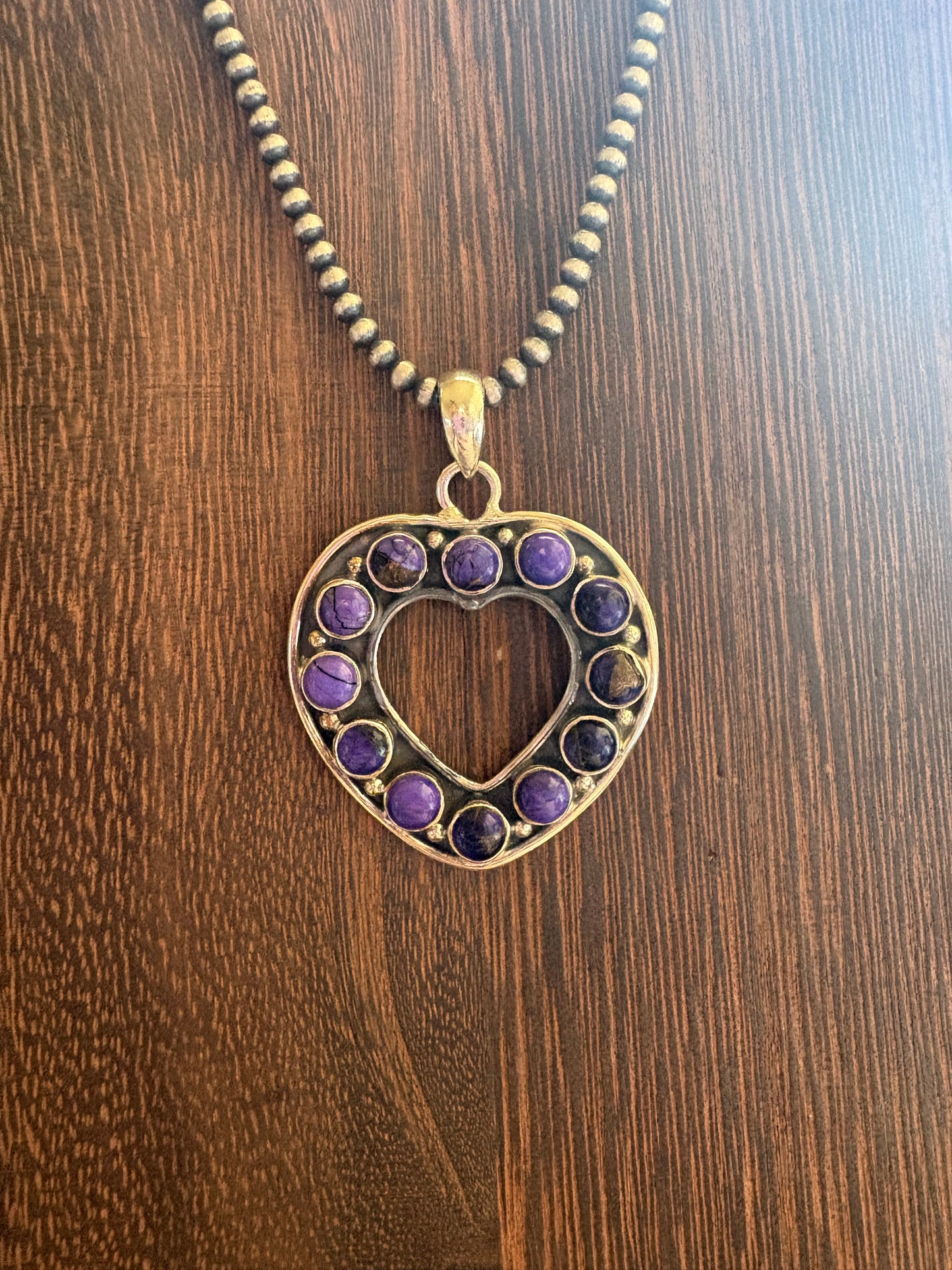 Purple Dahlia Heart Pendant
