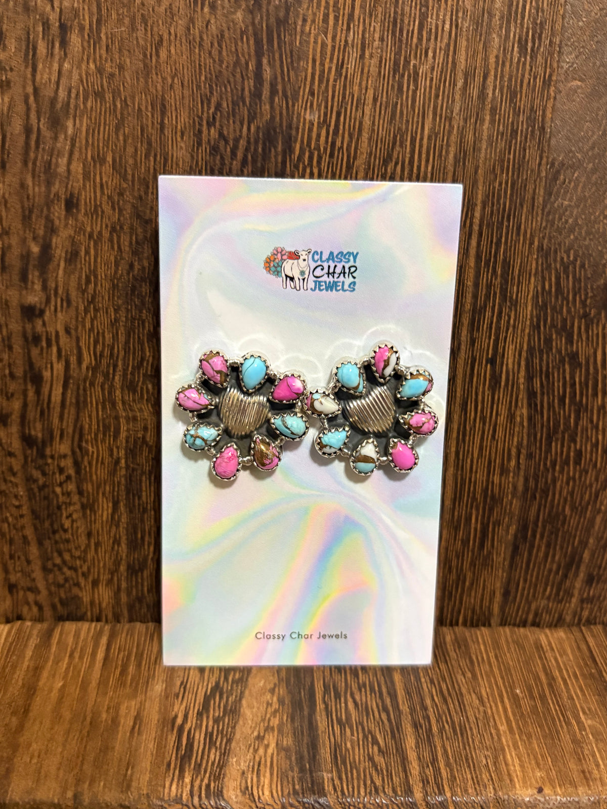 Cotton Candy Heart Cluster Earrings