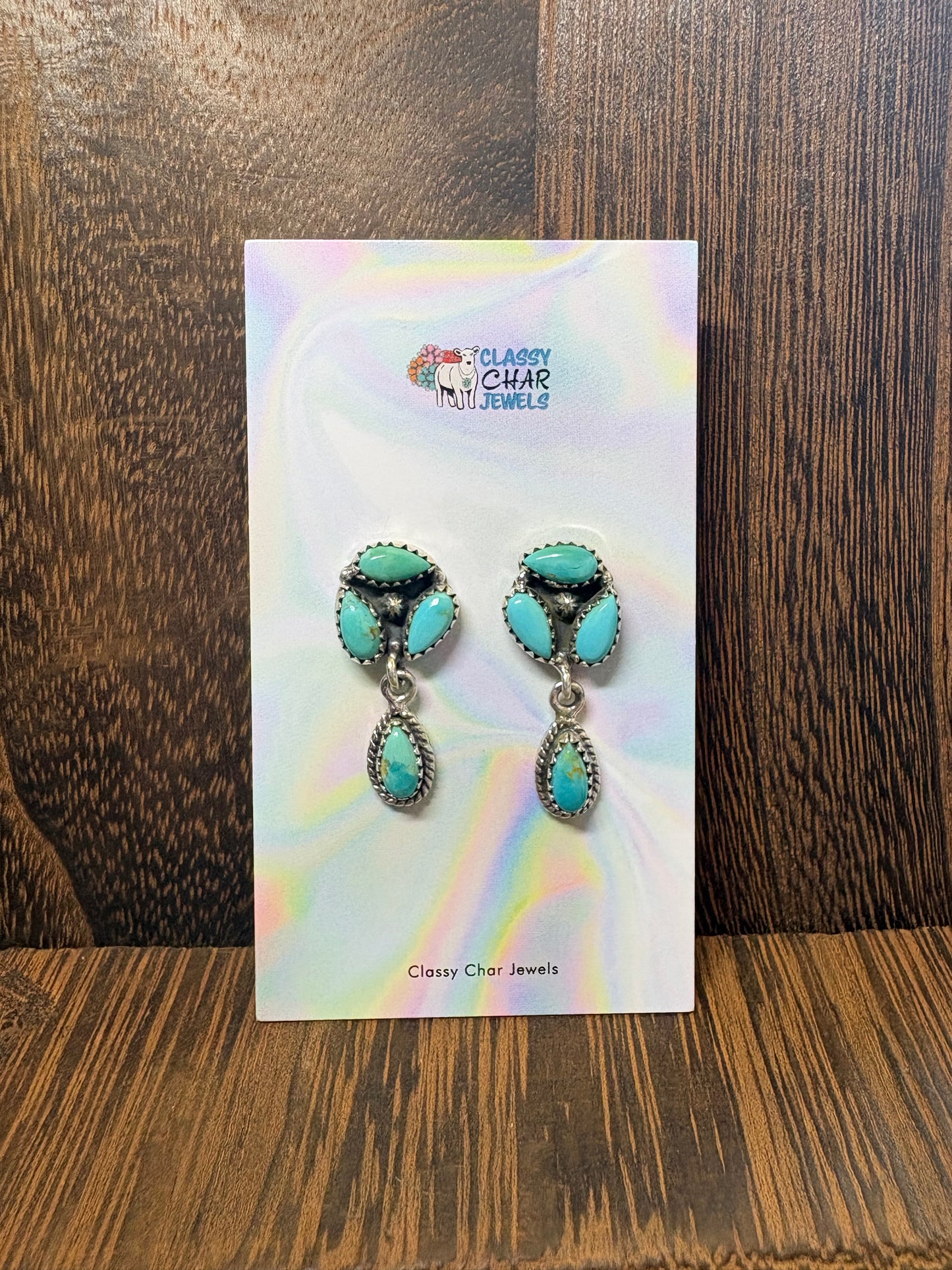 Kingman 3 Stone Cluster Dangle Studs