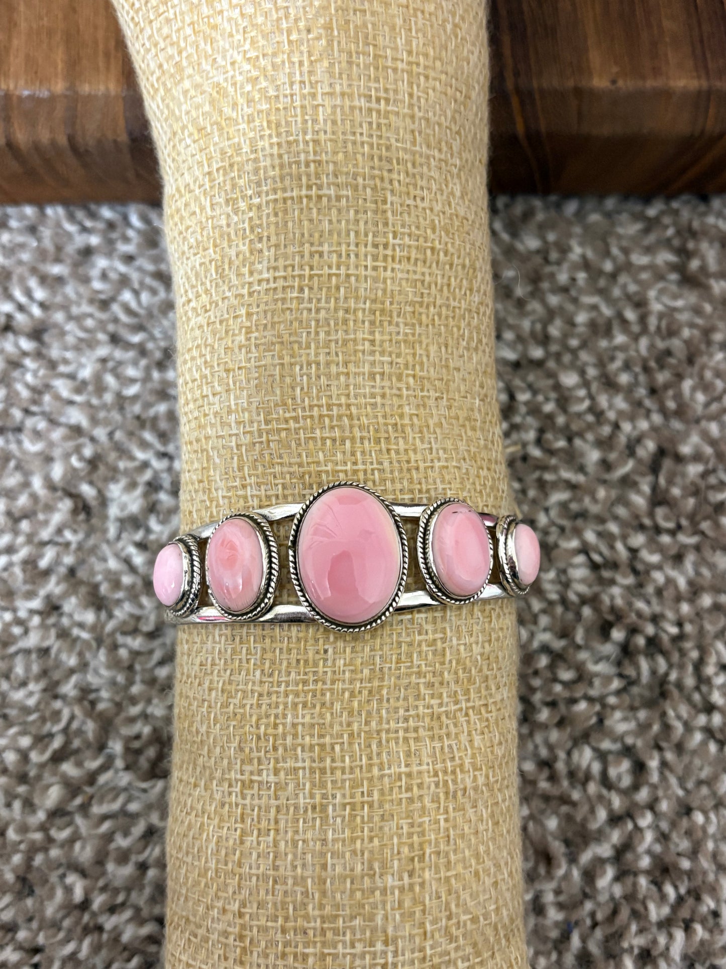 Pink Conch 5 Stone Statement Cuff