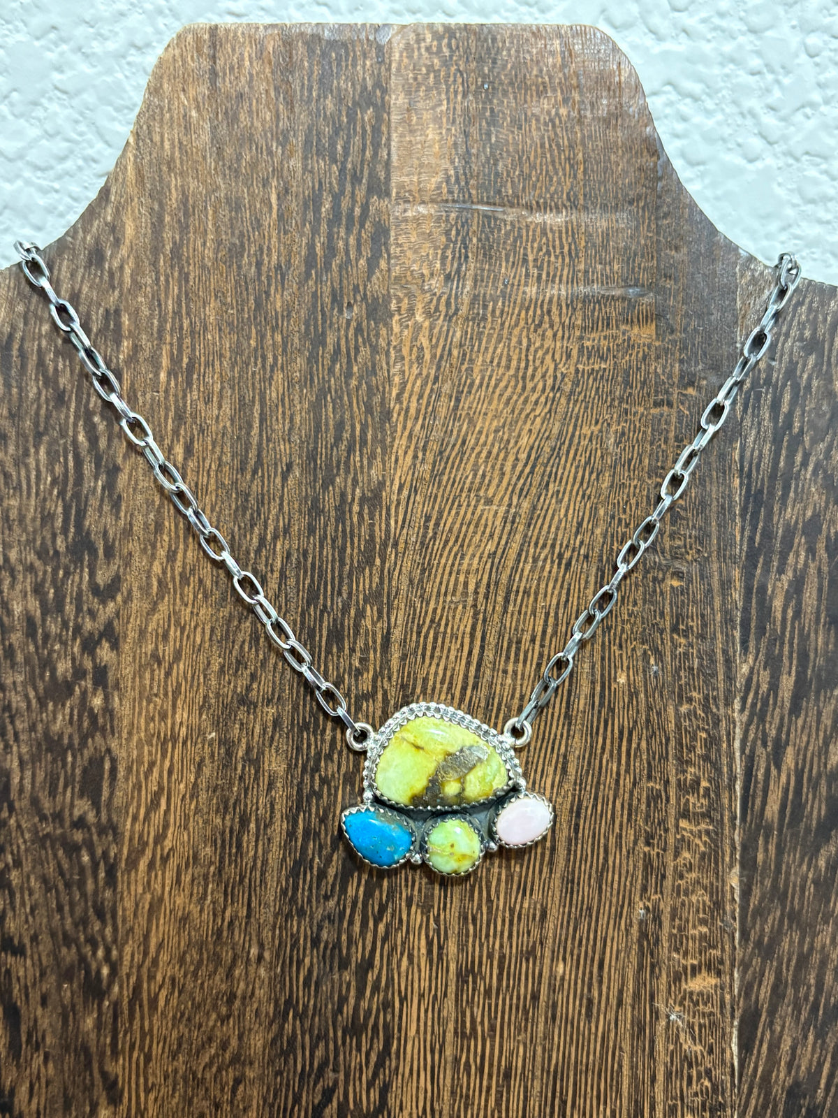 Mix Stone 4 Stone Cluster Necklace