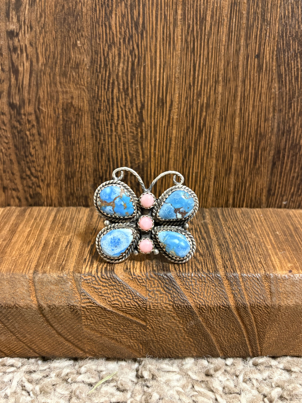 Golden Hills & Pink Conch Butterfly Ring