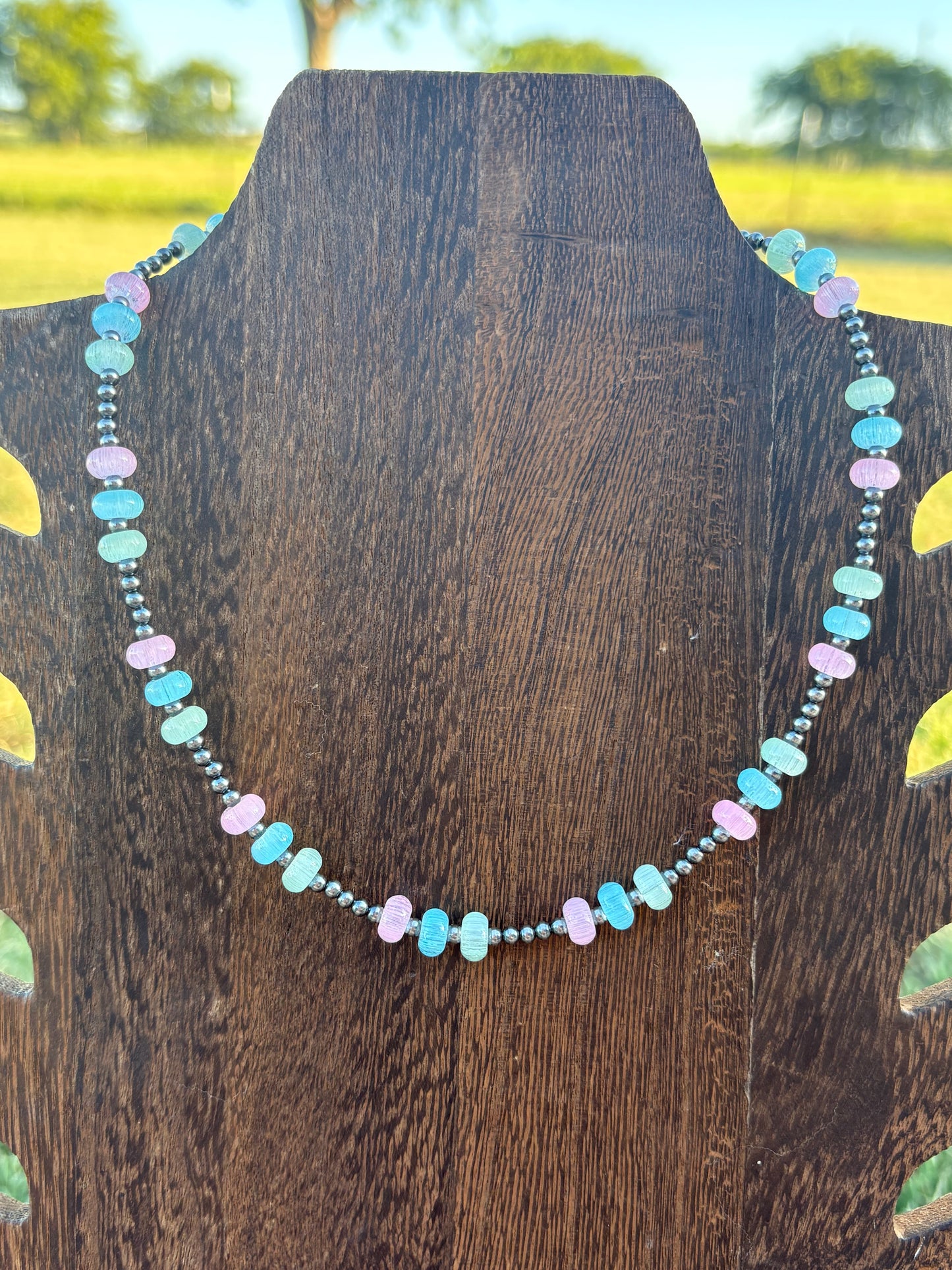16” + 2” Funky Mix Color Beads & Sterling Pearls