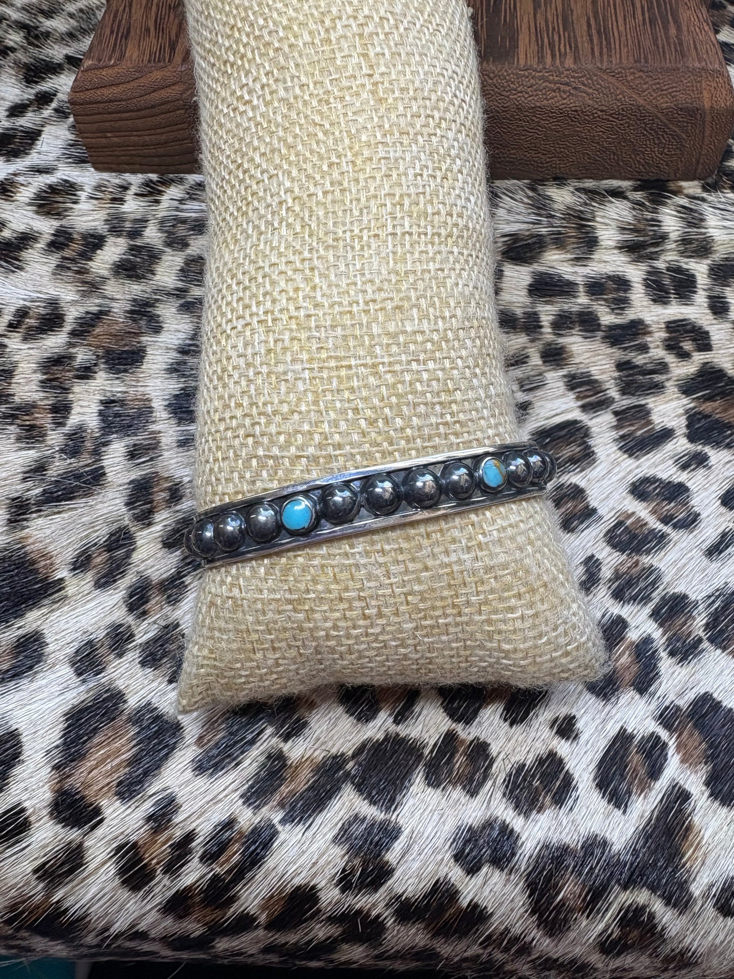 Beaded Turquoise Dot Cuff