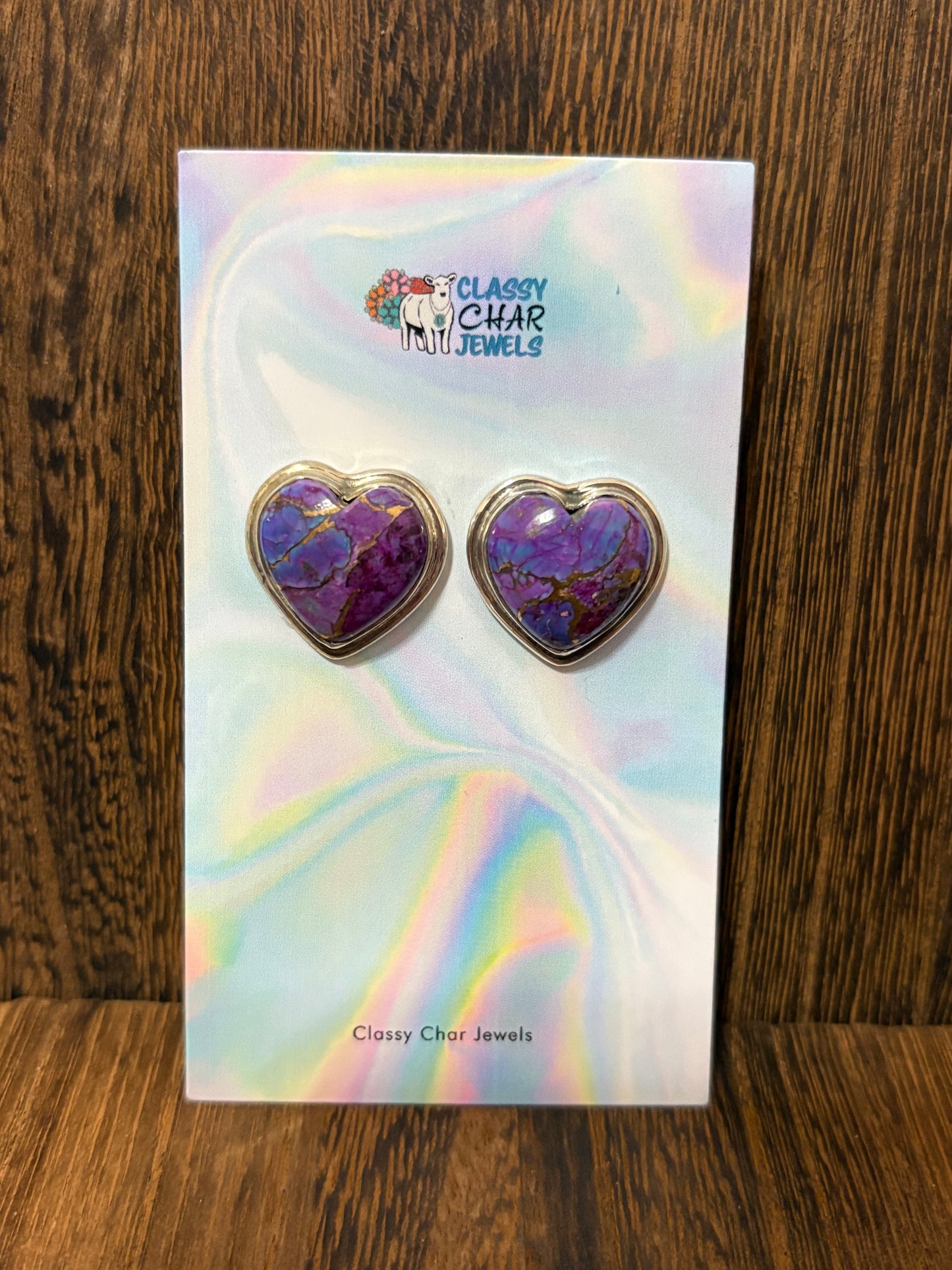 Purple Mojave Heart Stud Earrings