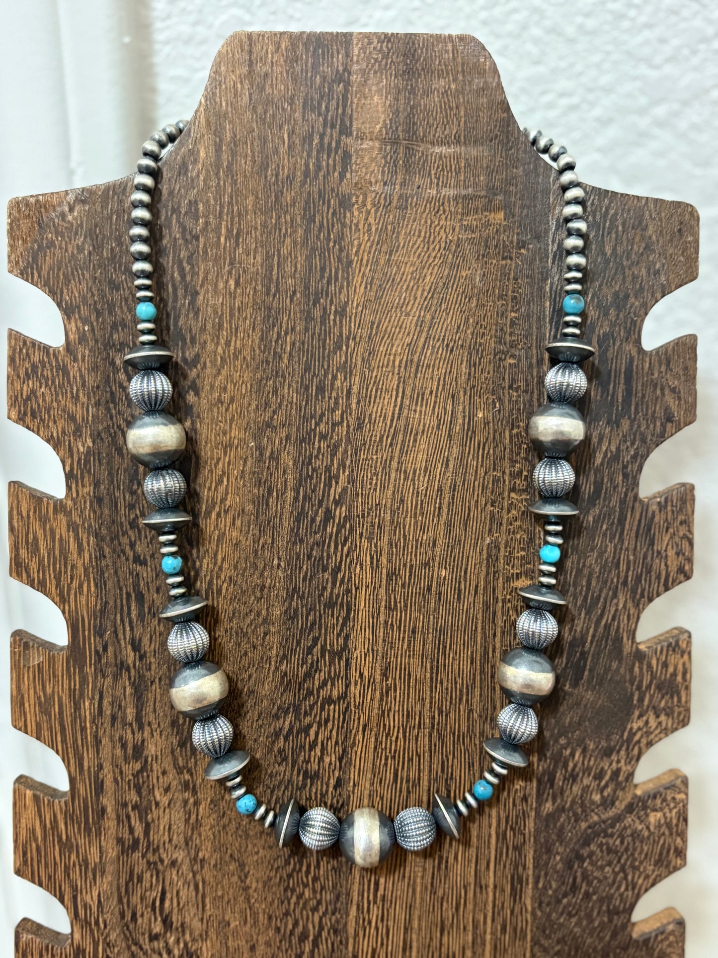 18” + 2” Sterling Pearls with Turquoise