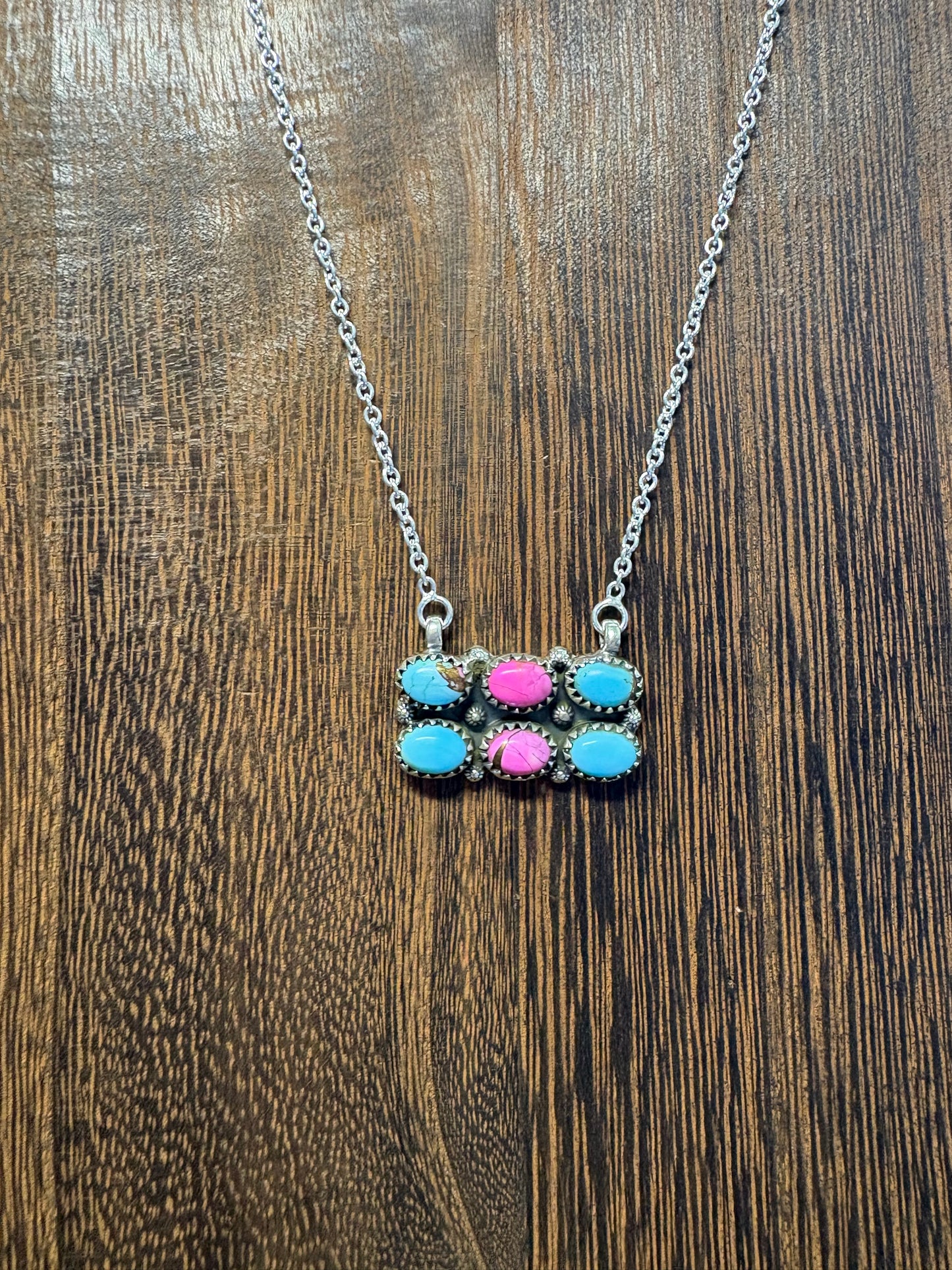 Cotton Candy 6 Stone Bar Necklace