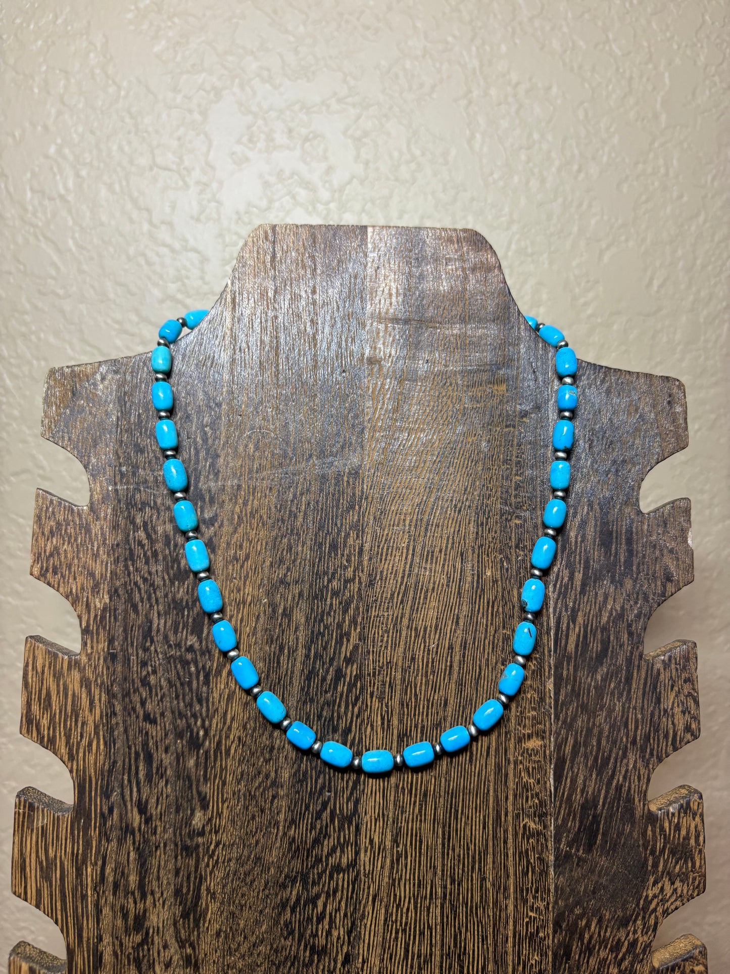 15” + 3” Turquoise Barrel Necklace