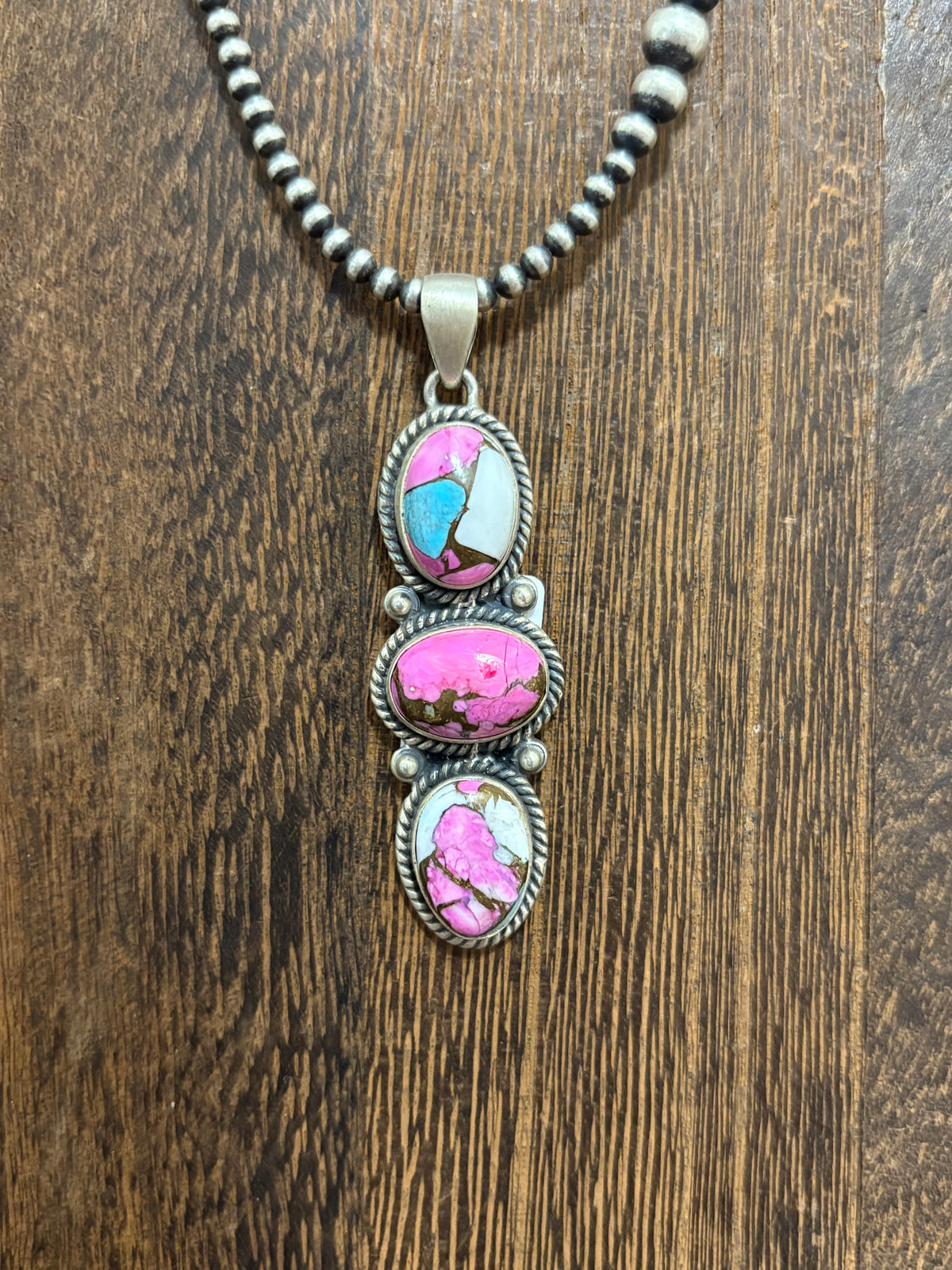 Cotton Candy 3 Stone Pendant