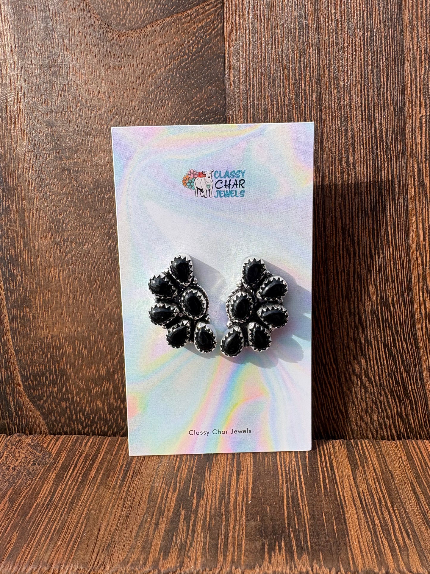 Black Onyx Half Cluster Studs