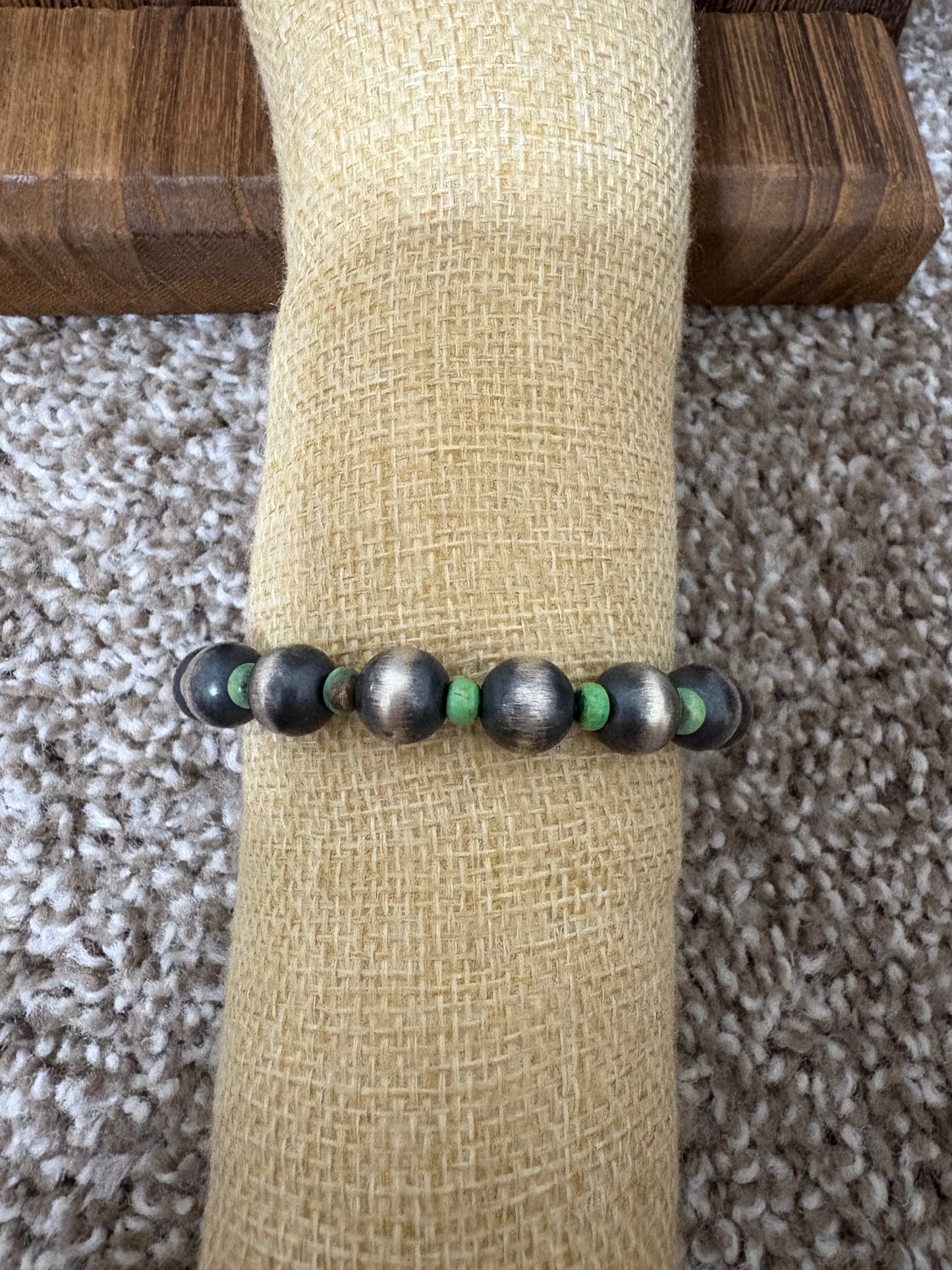 10mm Pearls and Sonoran Gold Stretch Bracelet