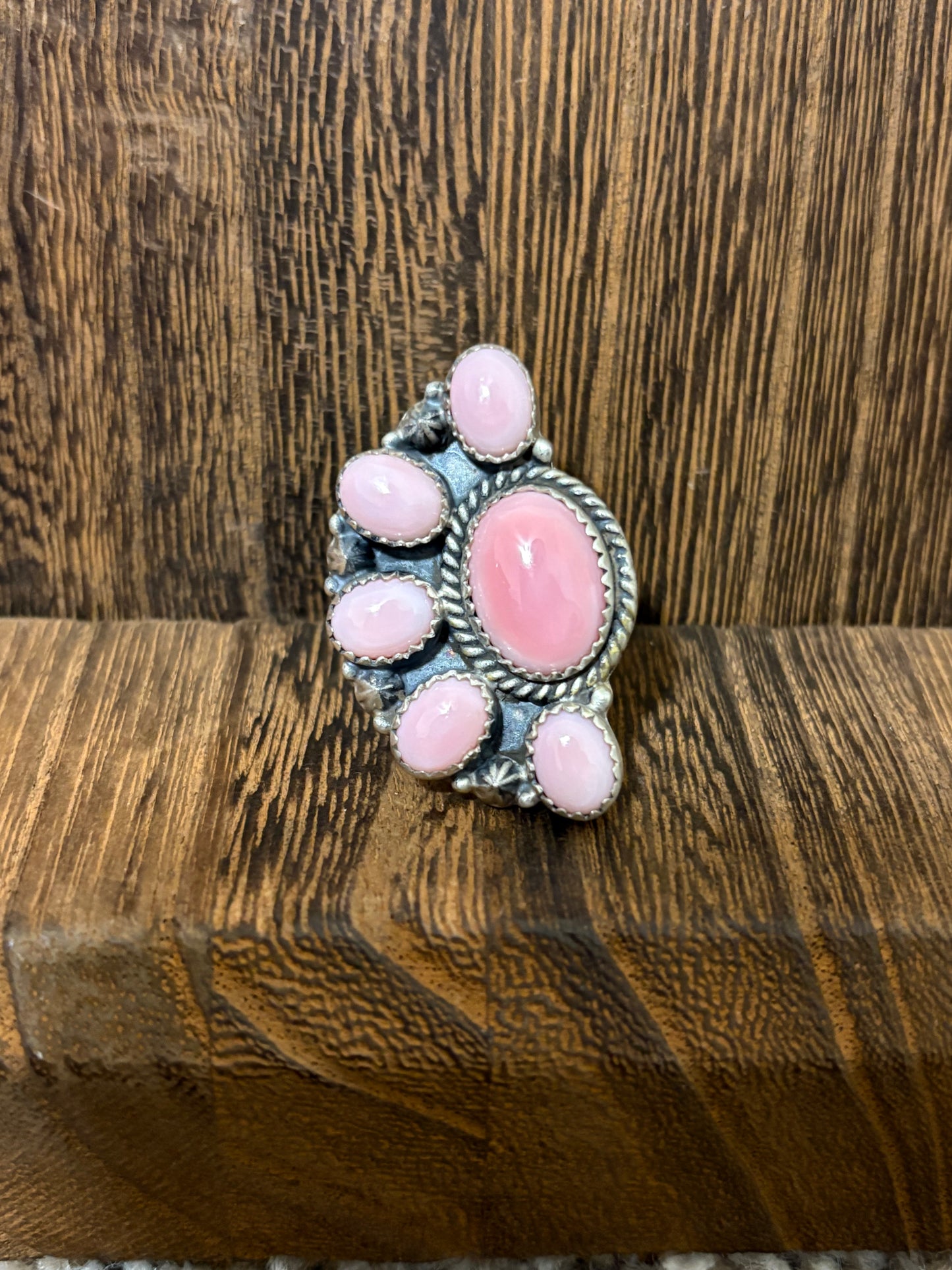 Pink Conch Half Cluster Ring
