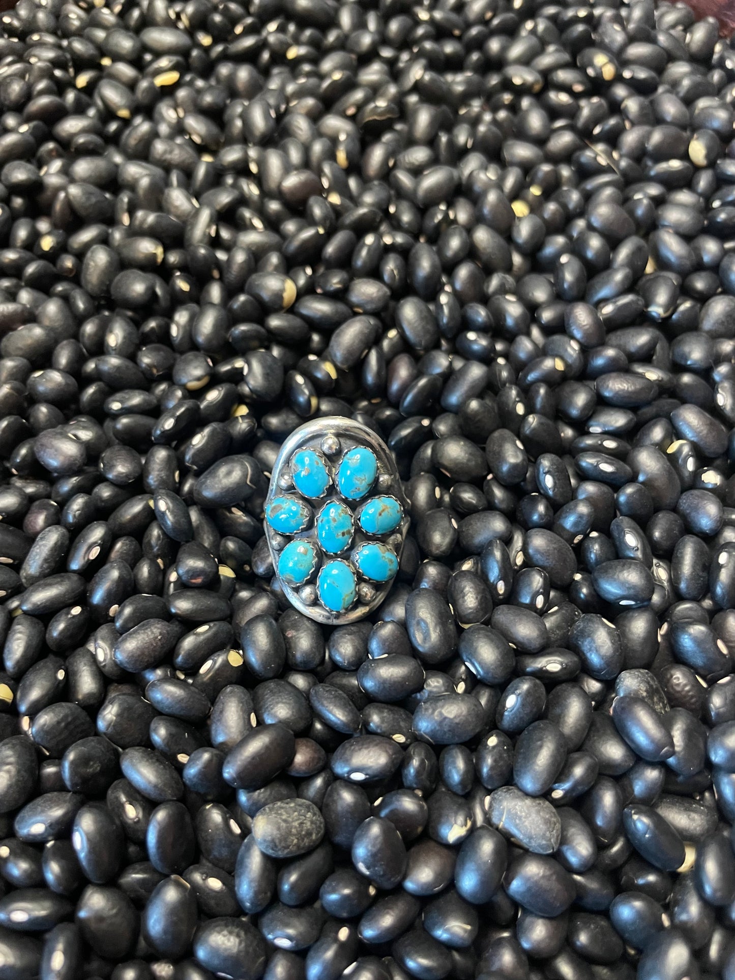Navajo Handmade Turquoise Cluster Ring