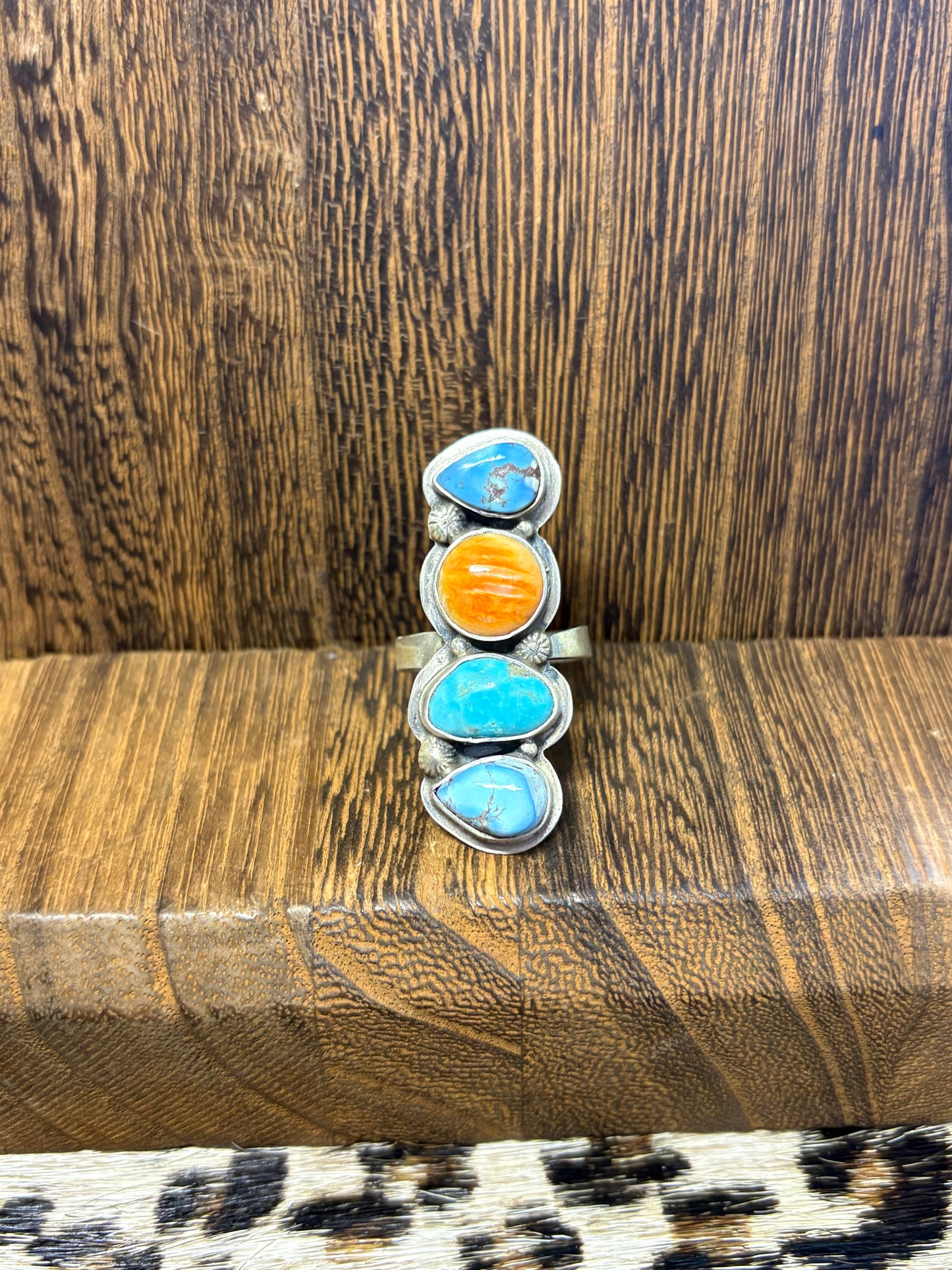 Golden Hills, Orange Spiny, & Kingman 4 Stone Ring
